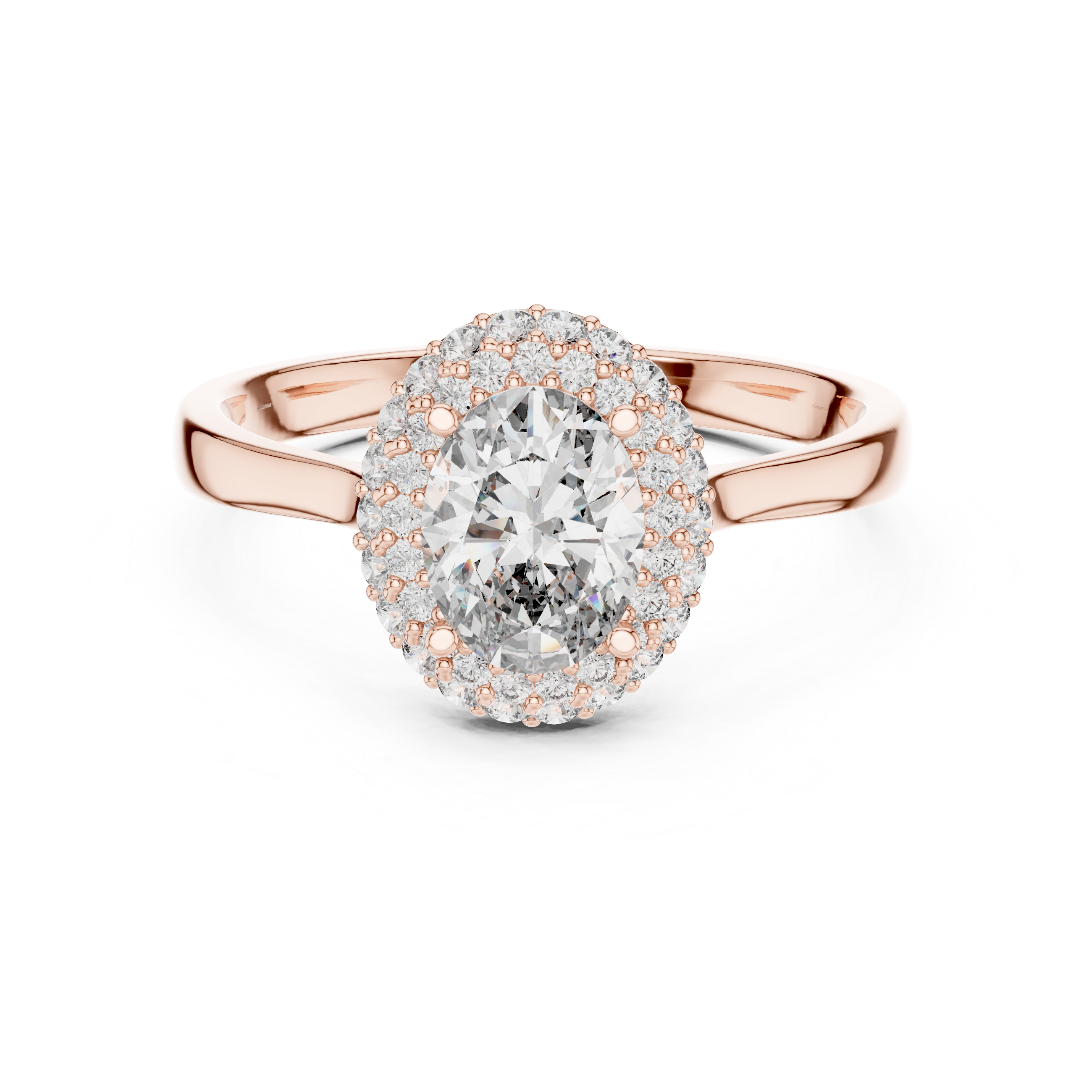 The Beauvechain Ring - Oval Halo Solitaire with Hidden Gallery