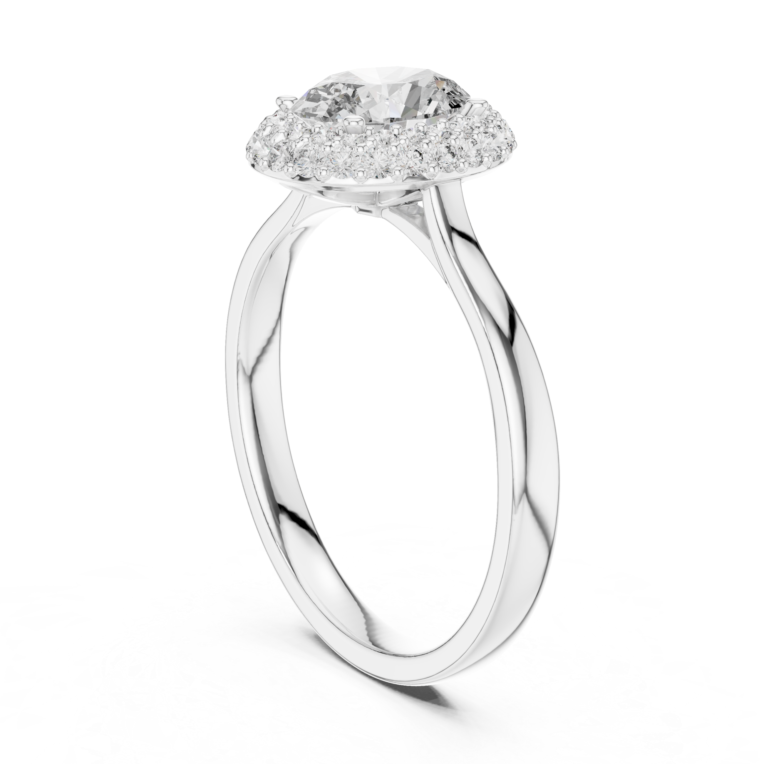 The Beauvechain Ring - Oval Halo Solitaire with Hidden Gallery