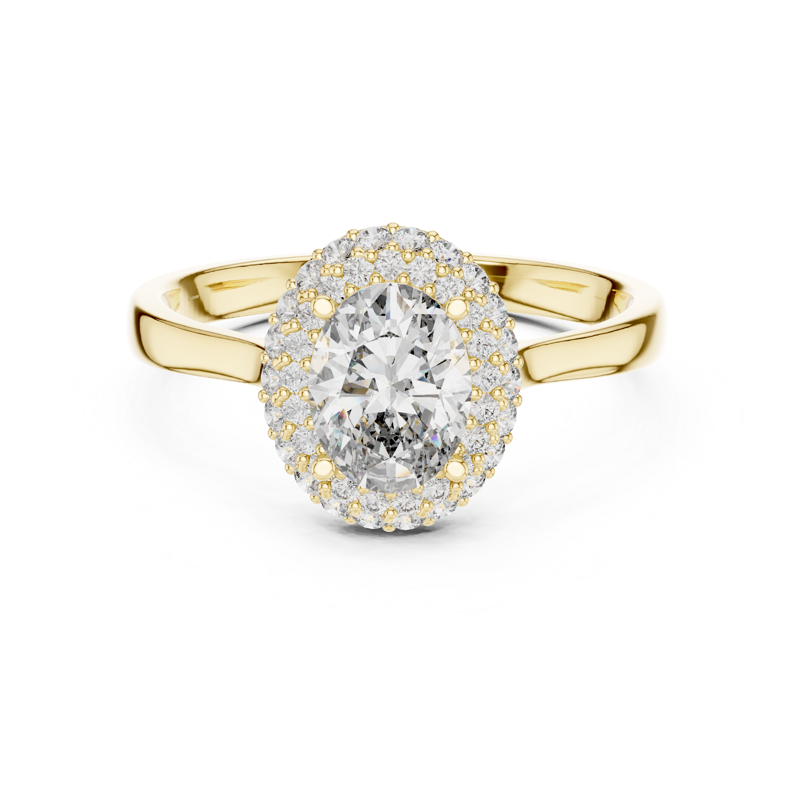 The Beauvechain Ring - Oval Halo Solitaire with Hidden Gallery