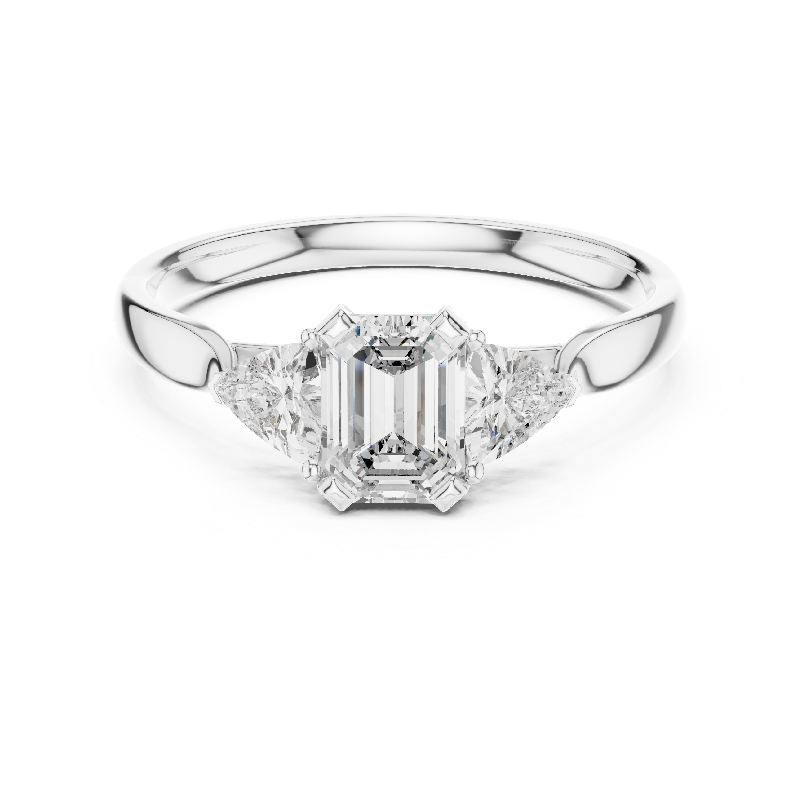 The Schilde Ring - Emerald Cut Three-Stone Engagement Ring