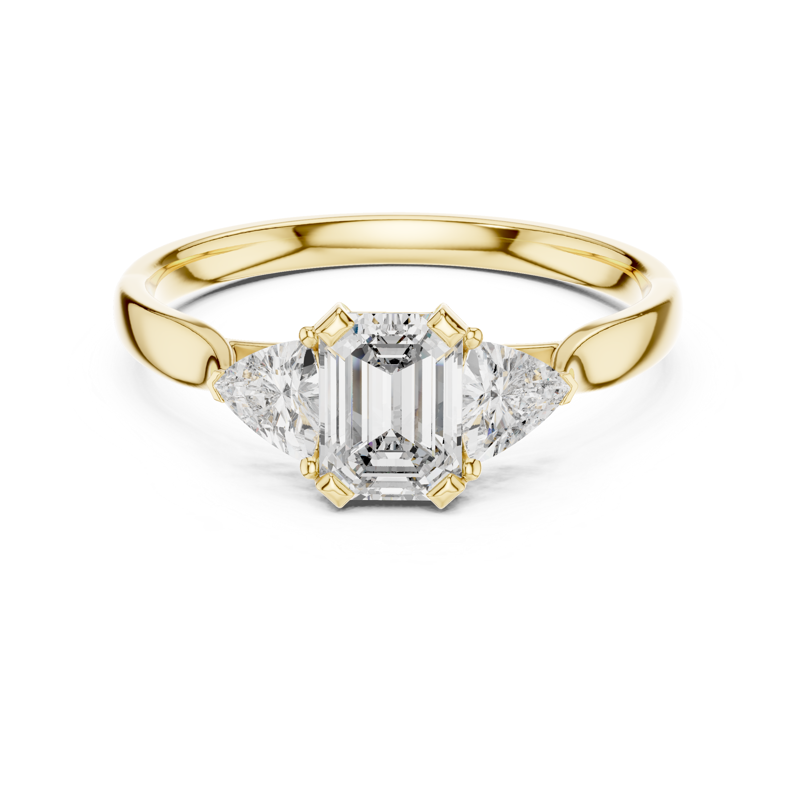 The Schilde Ring - Emerald Cut Three-Stone Engagement Ring