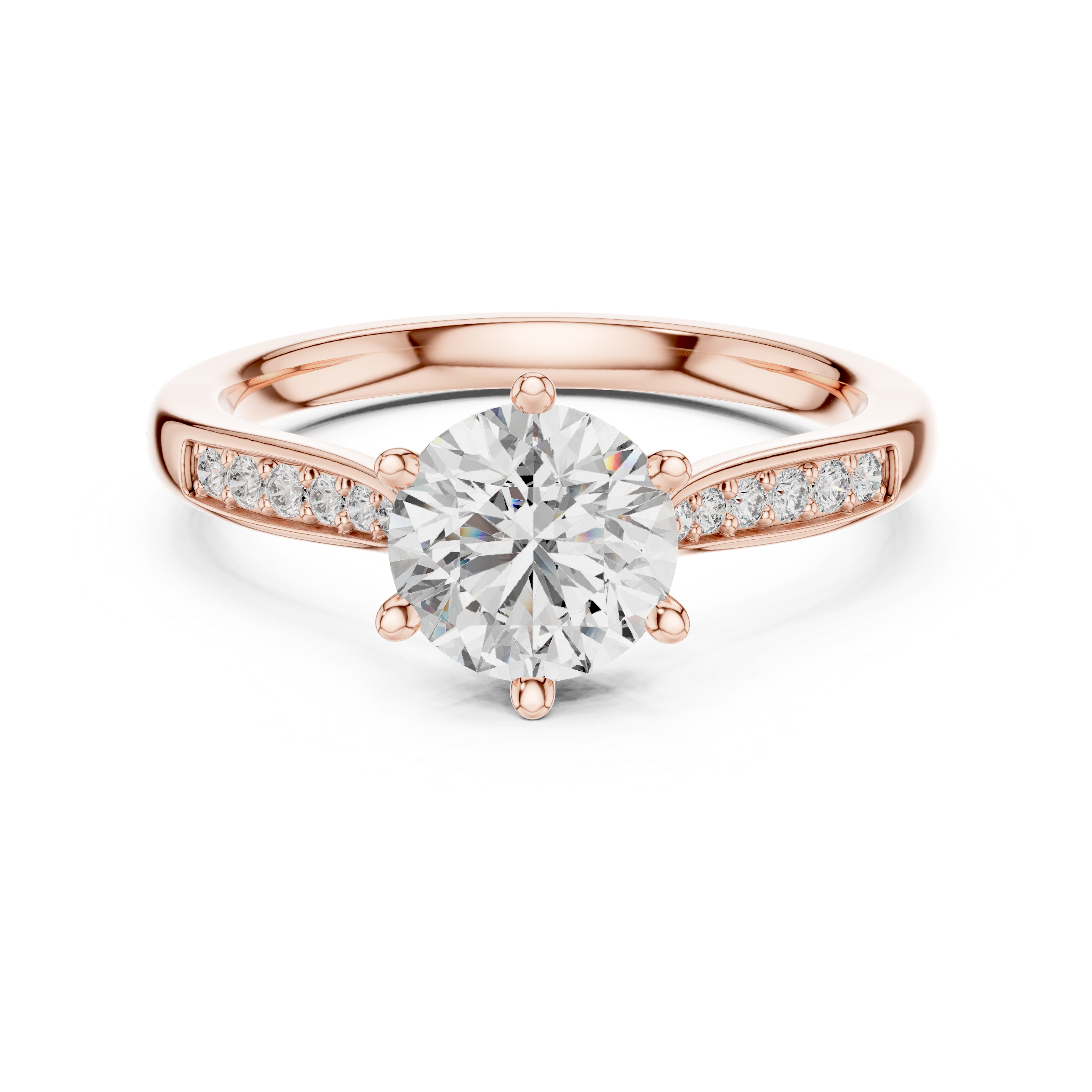 The Kapellen Ring - Round Brilliant Solitaire with Tapered Pavé Band