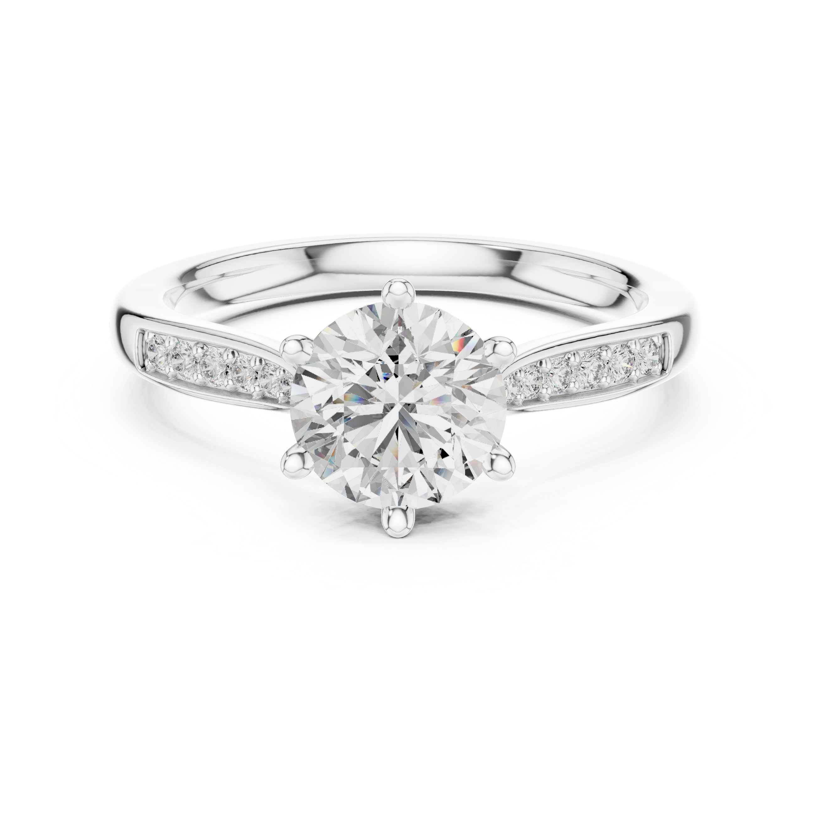 The Kapellen Ring - Round Brilliant Solitaire with Tapered Pavé Band