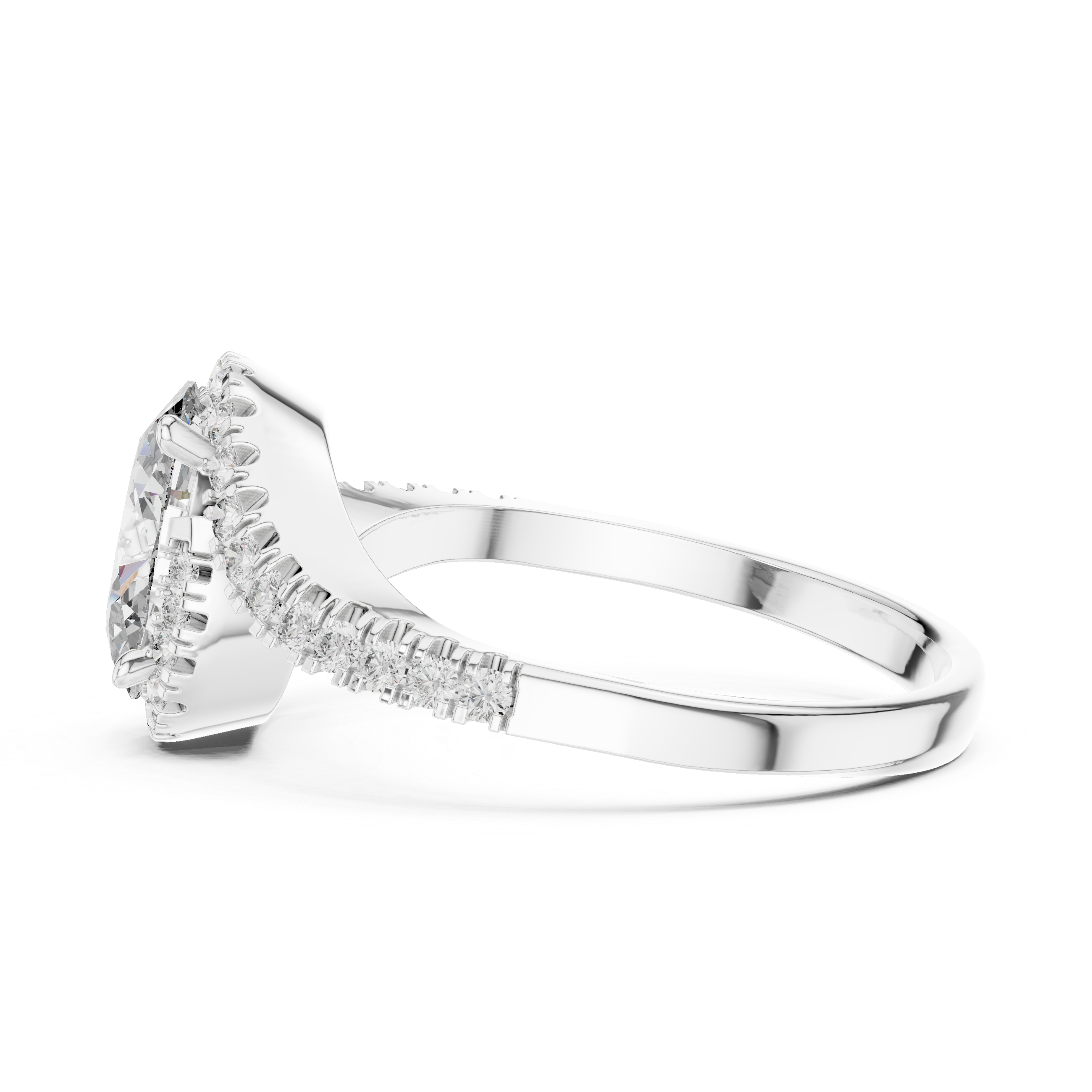 The Waregem Ring - Oval Halo with Twisted Pavé Band