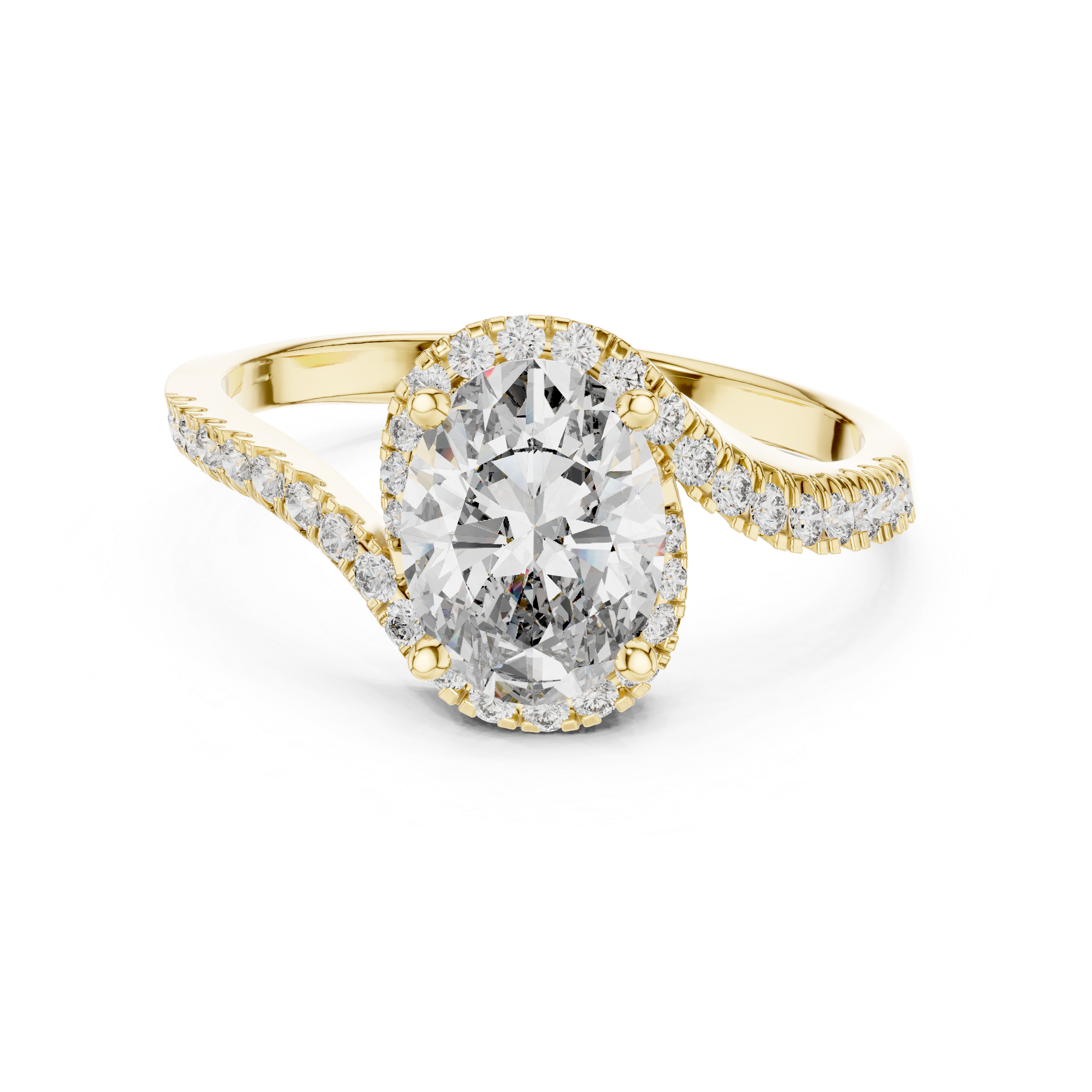 The Waregem Ring - Oval Halo with Twisted Pavé Band