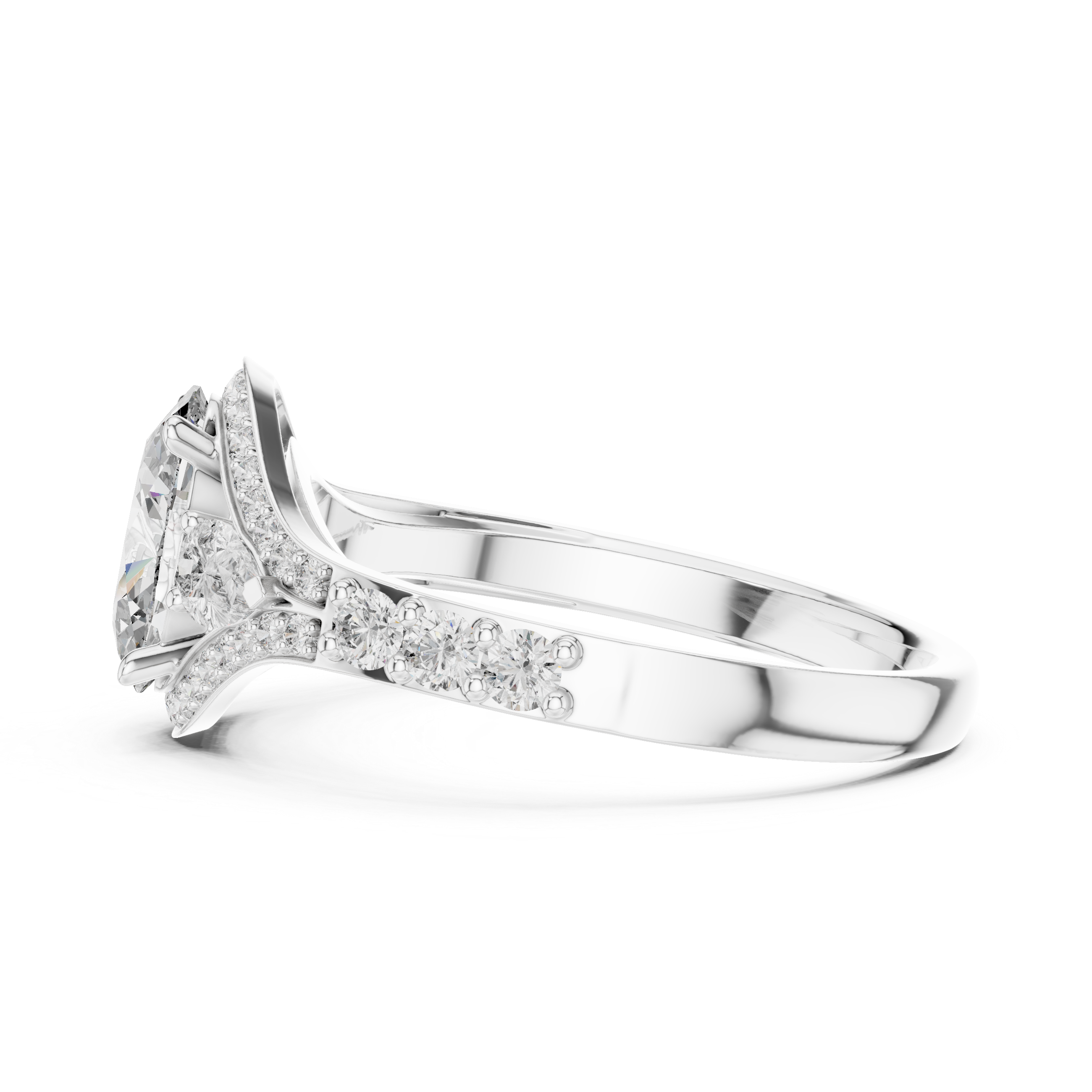 The Loppem Ring - Oval Three-Stone with Pear Accents & Split Shank