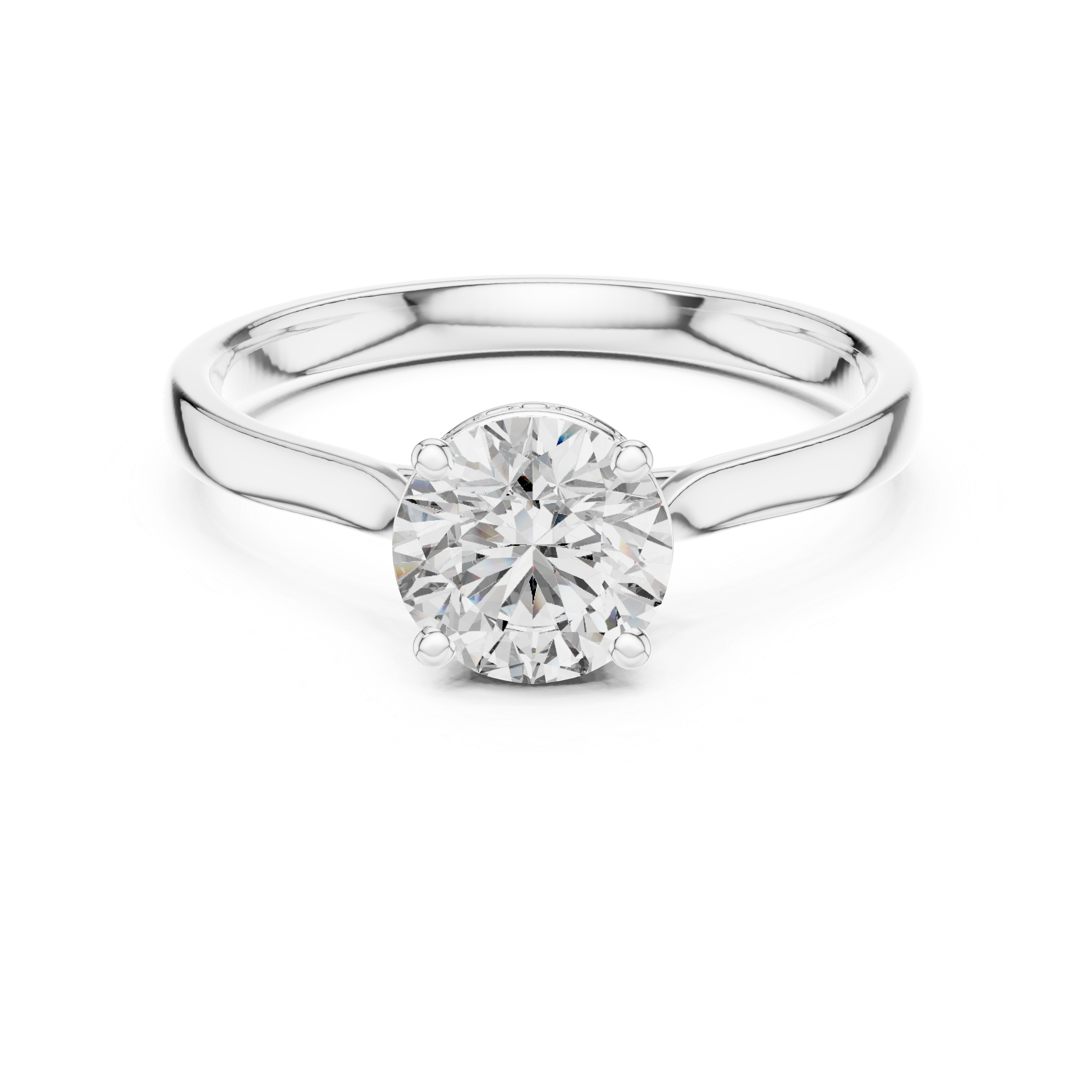 The Nivelles Ring - Round Solitaire with Hidden Halo & Petite Band