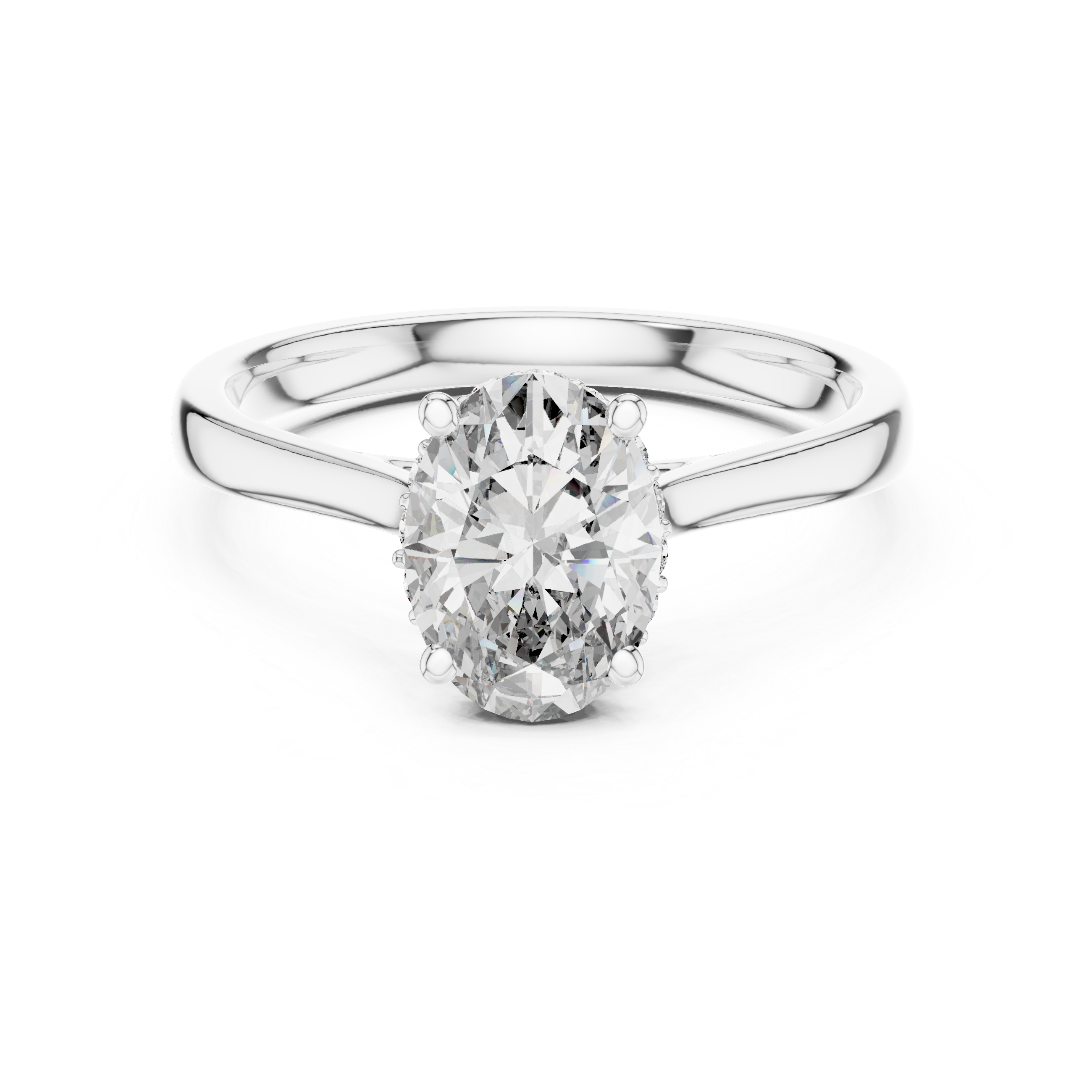 The Zemst Ring - Oval Cut Solitaire with Hidden Halo