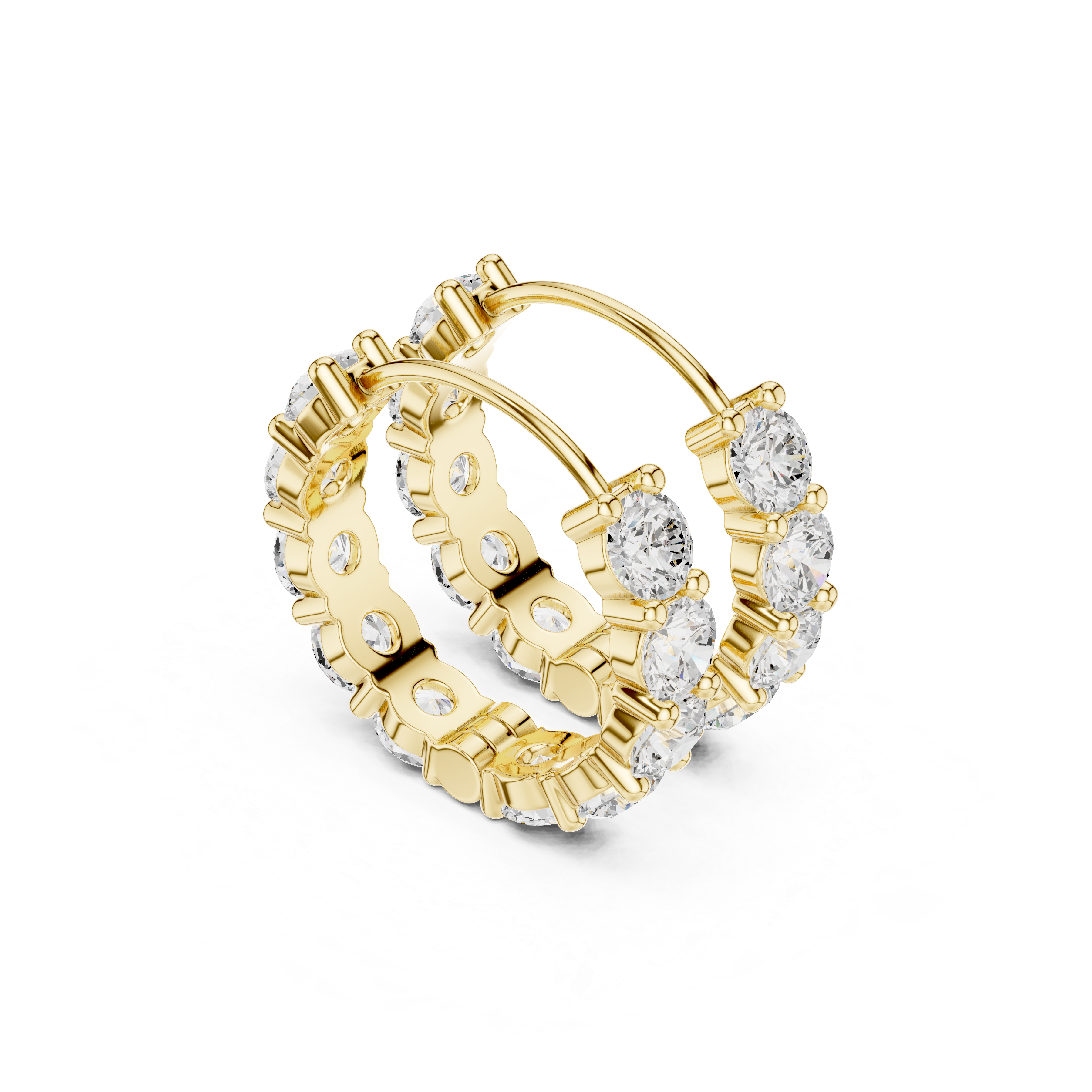Muur Atelier Solid Gold Modern Classic Prong-Set Diamond Huggie Hoops