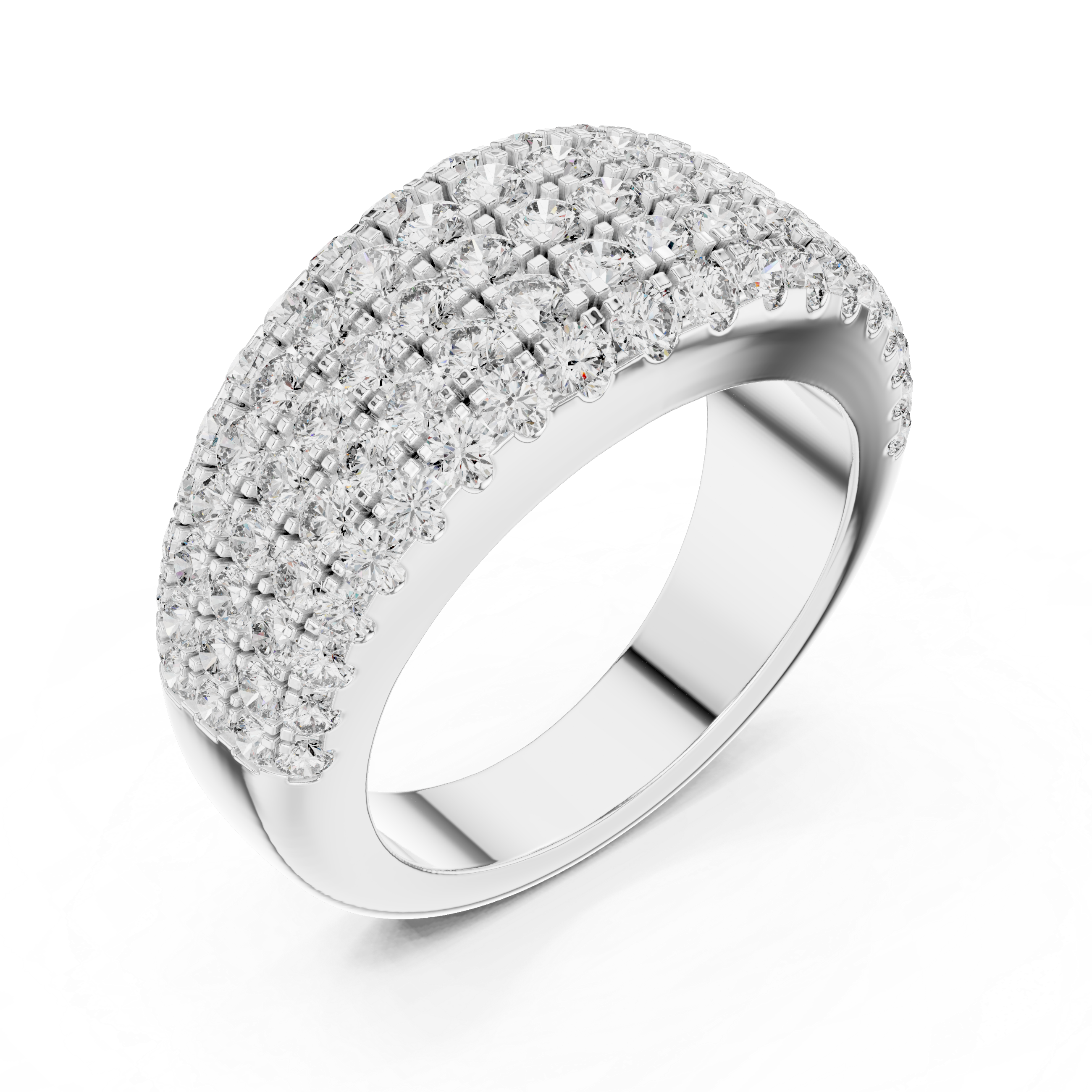 The Malmö Ring - Five-Row Wide Pavé Diamond Band