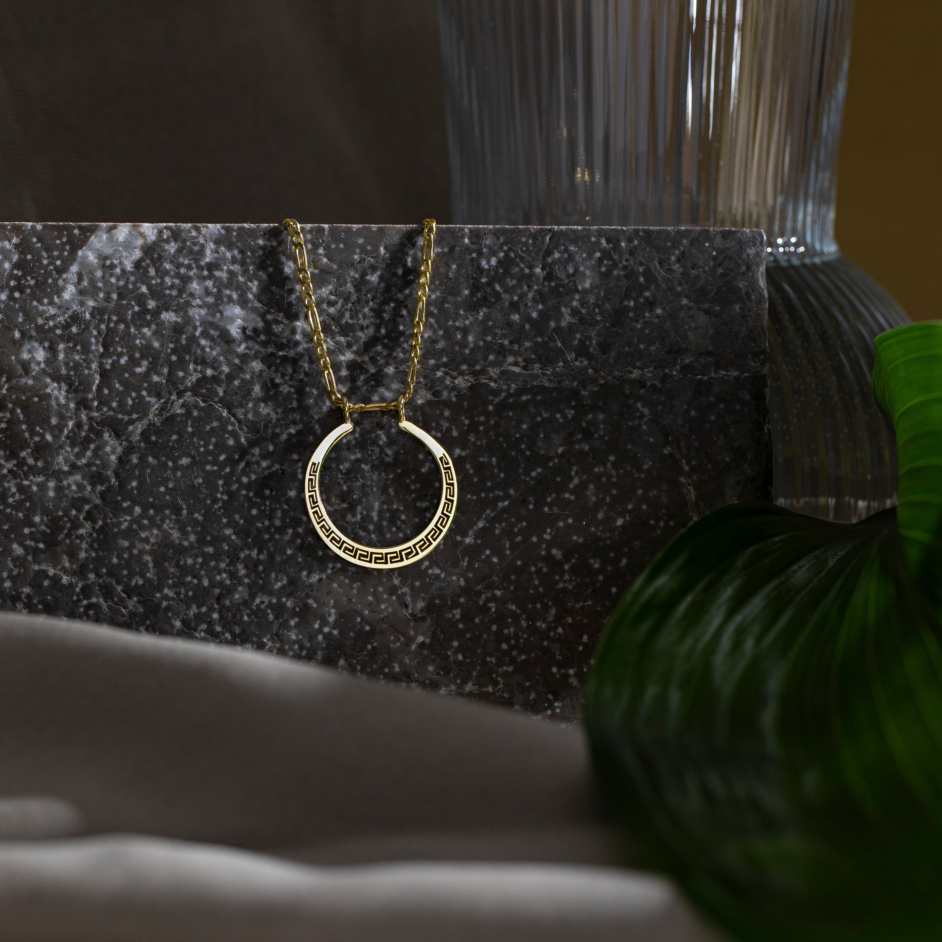 Greek Motif Ring Holder Necklace