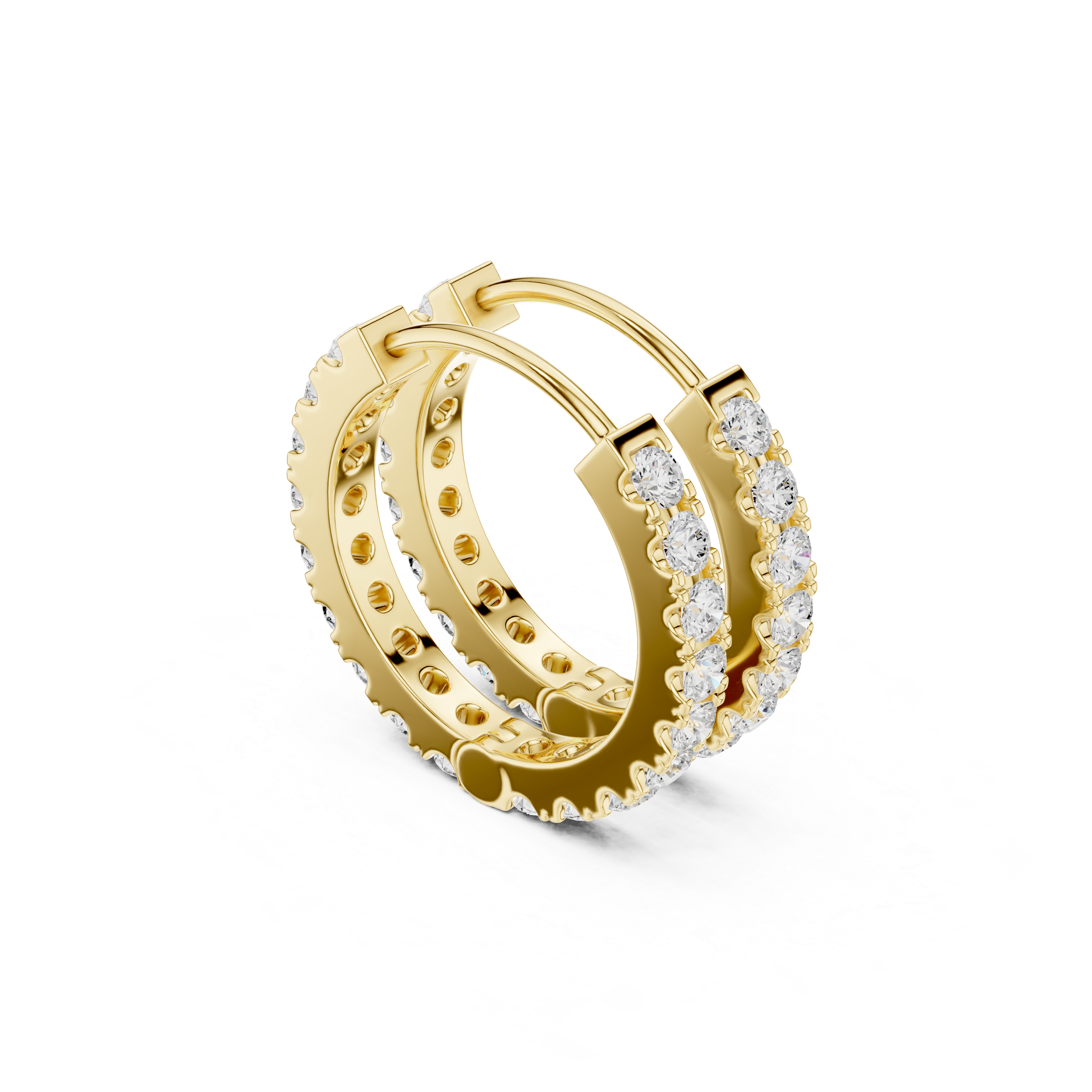 Muur Atelier Solid Gold Modern Classic Prong-Set Diamond Huggie Hoops