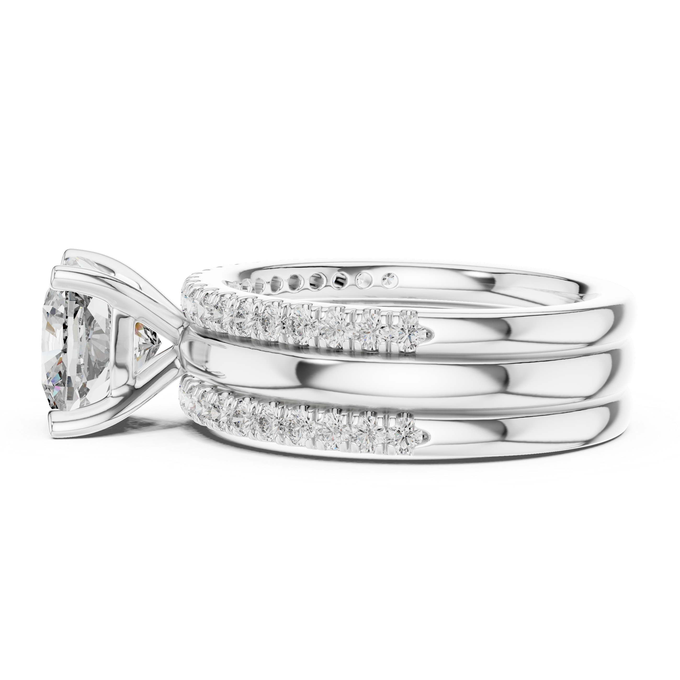 The Veere Ring - Cushion Cut Triple-Row Bridal Set