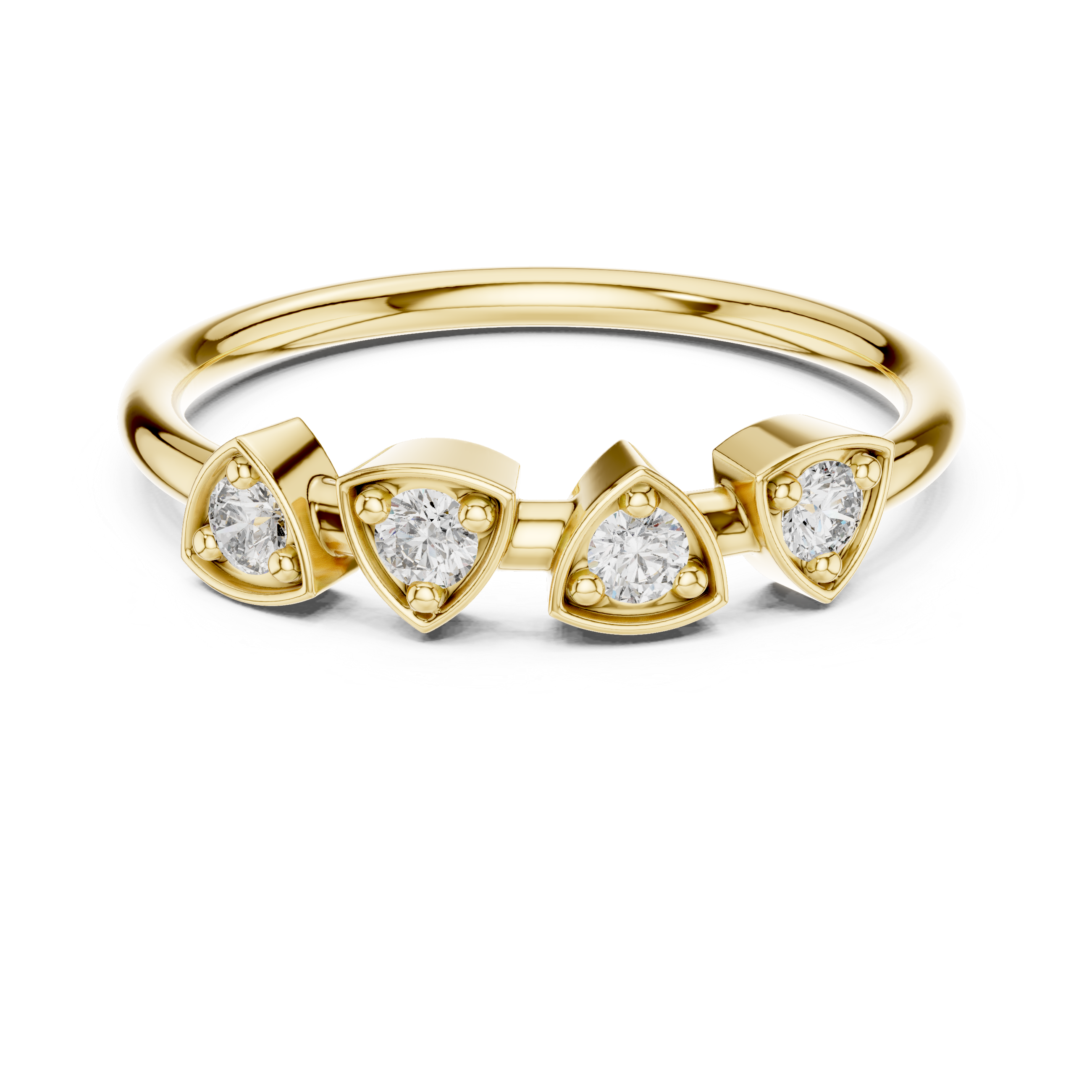 The Gulbene Ring - Geometric Triangle Bezel Diamond Band