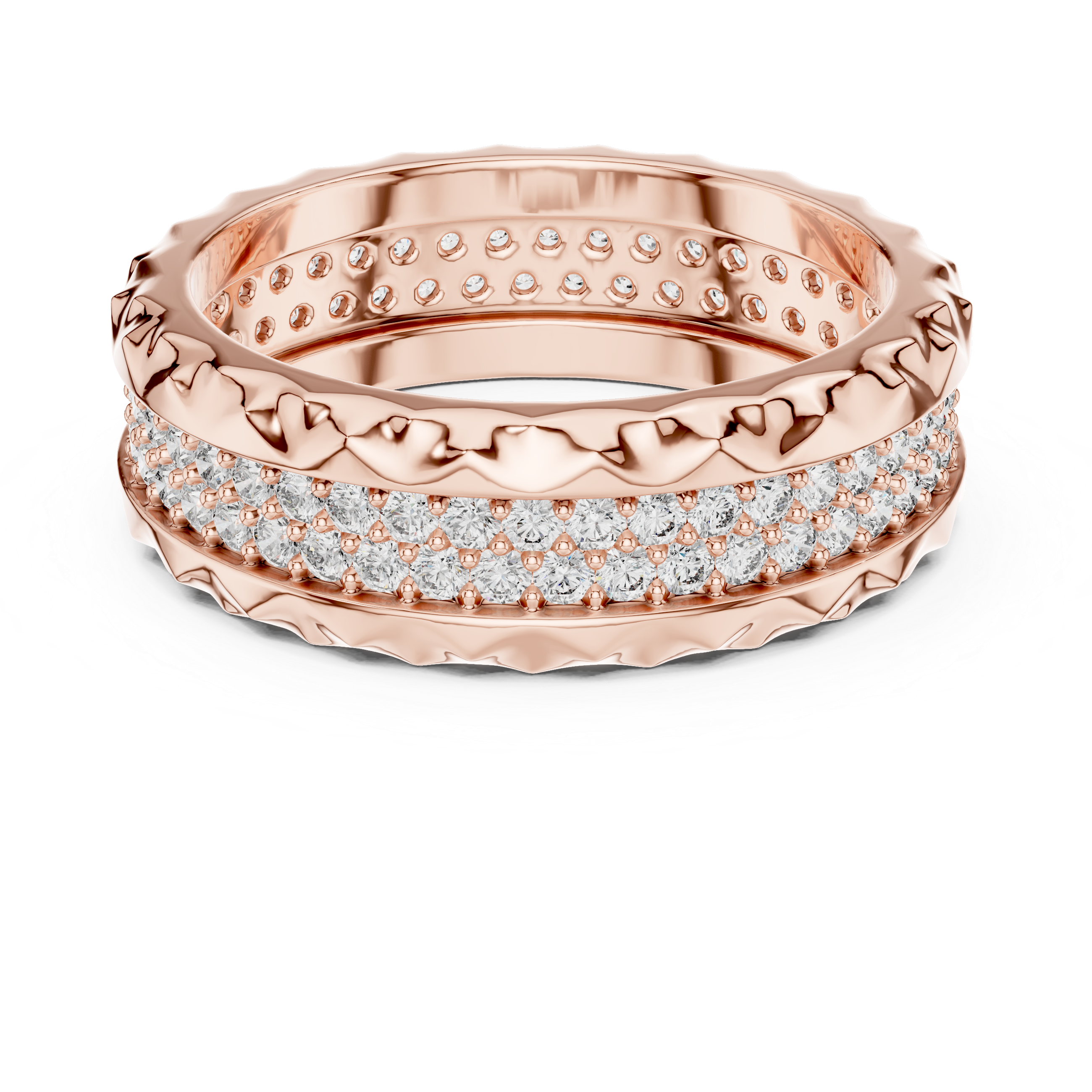 The Arlon Ring - Double Row Pyramid Texture Wide Band