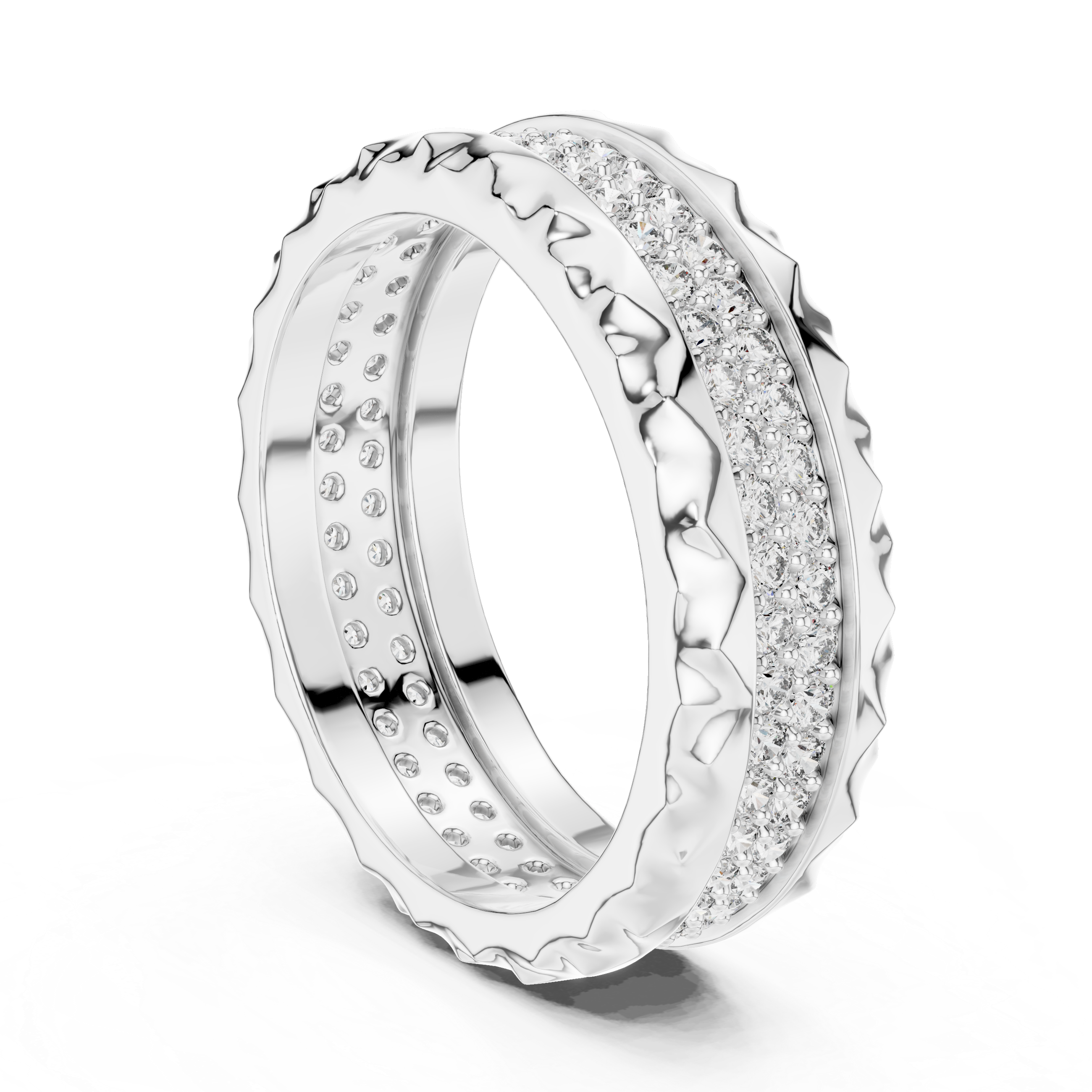 The Arlon Ring - Double Row Pyramid Texture Wide Band