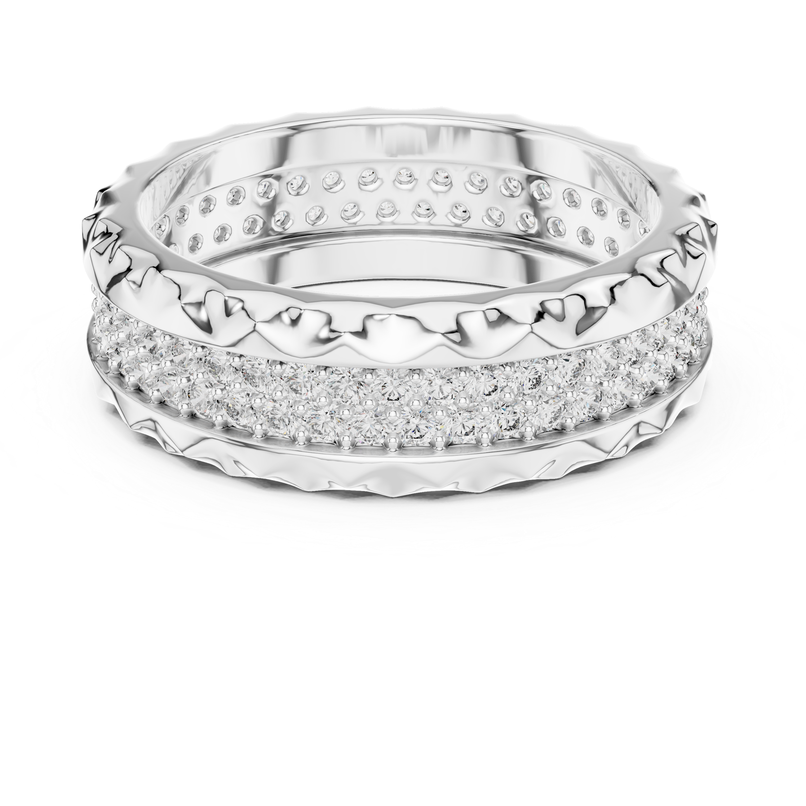 The Arlon Ring - Double Row Pyramid Texture Wide Band