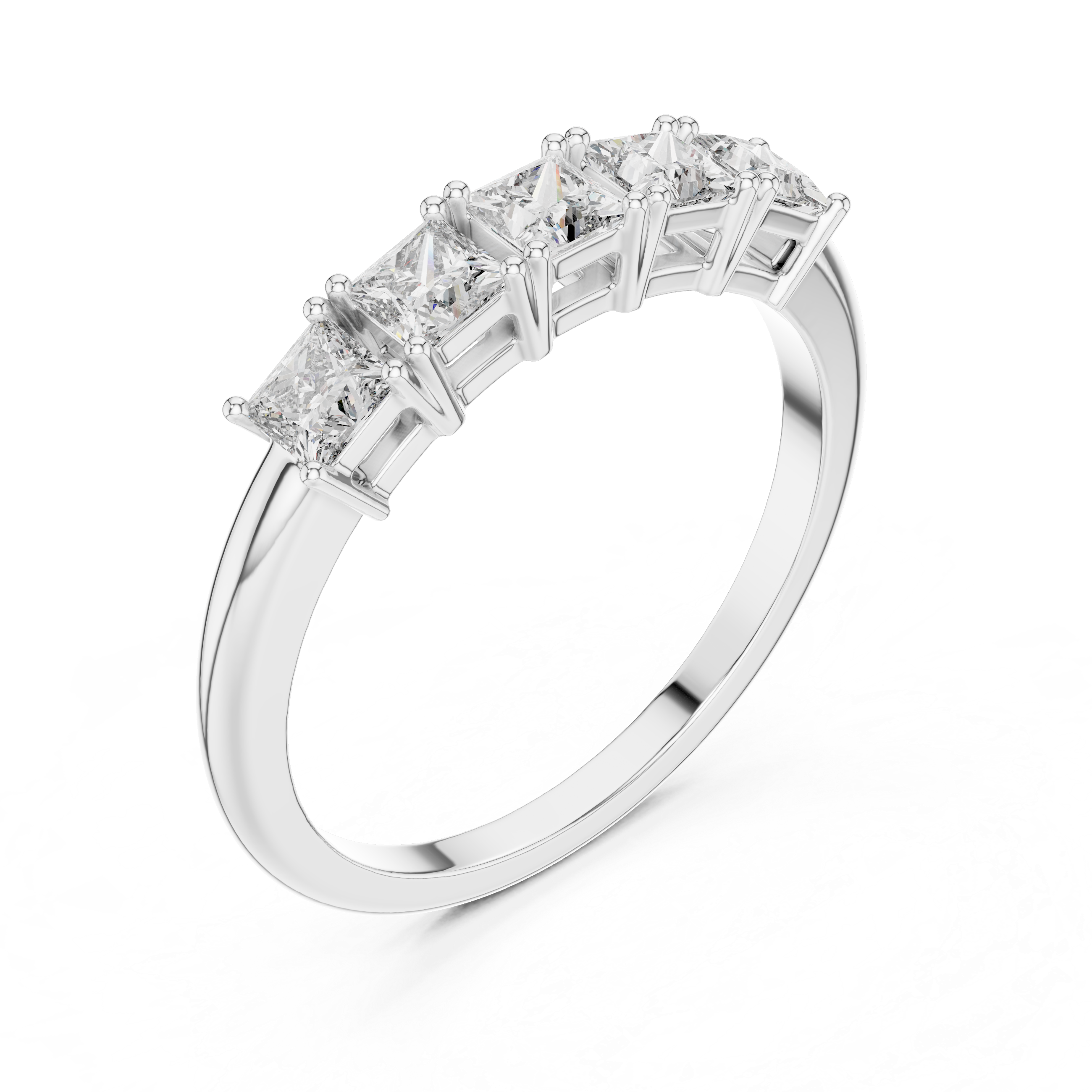 The Tournai Ring - Five Stone Princess Cut Diamond Wedding Band