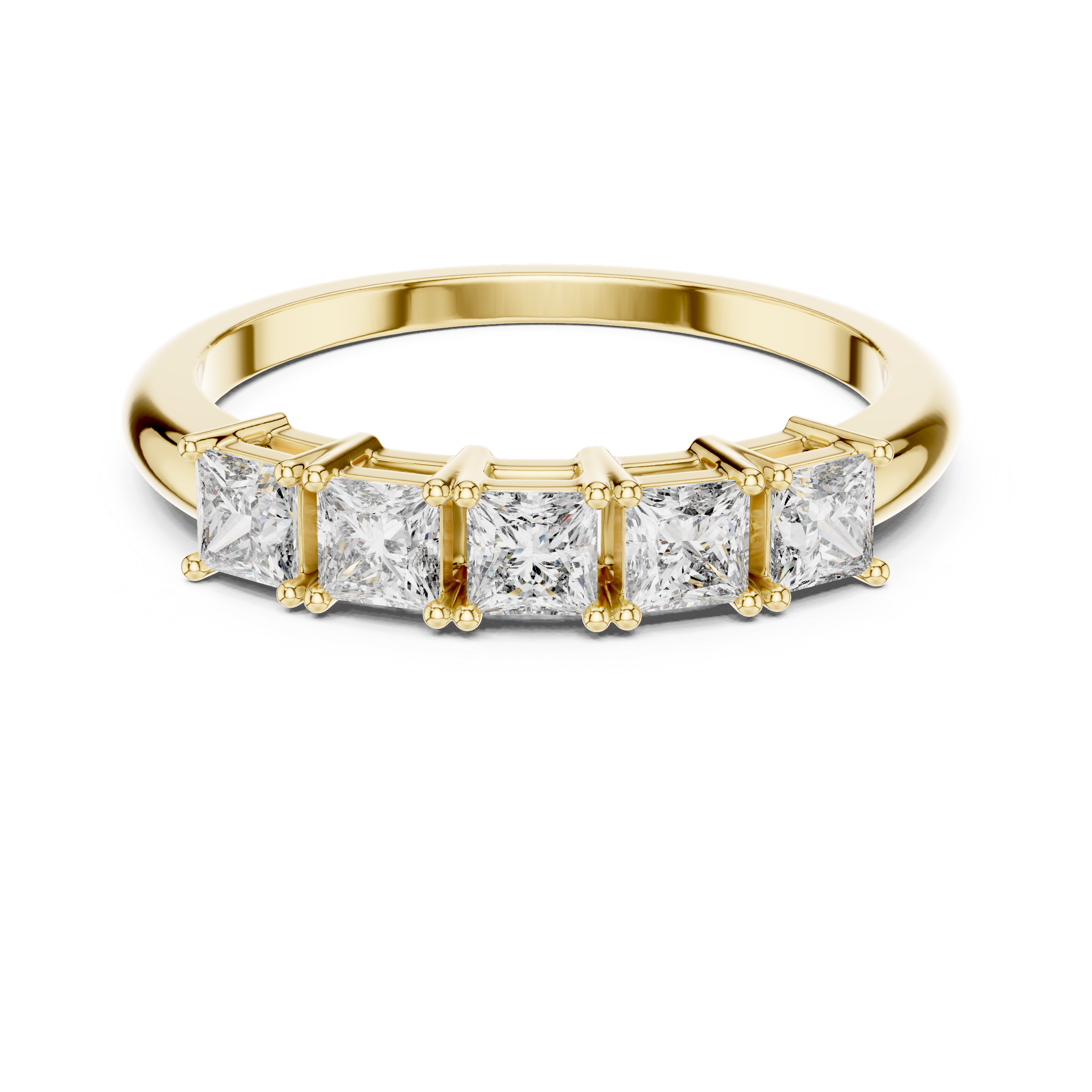 The Tournai Ring - Five Stone Princess Cut Diamond Wedding Band
