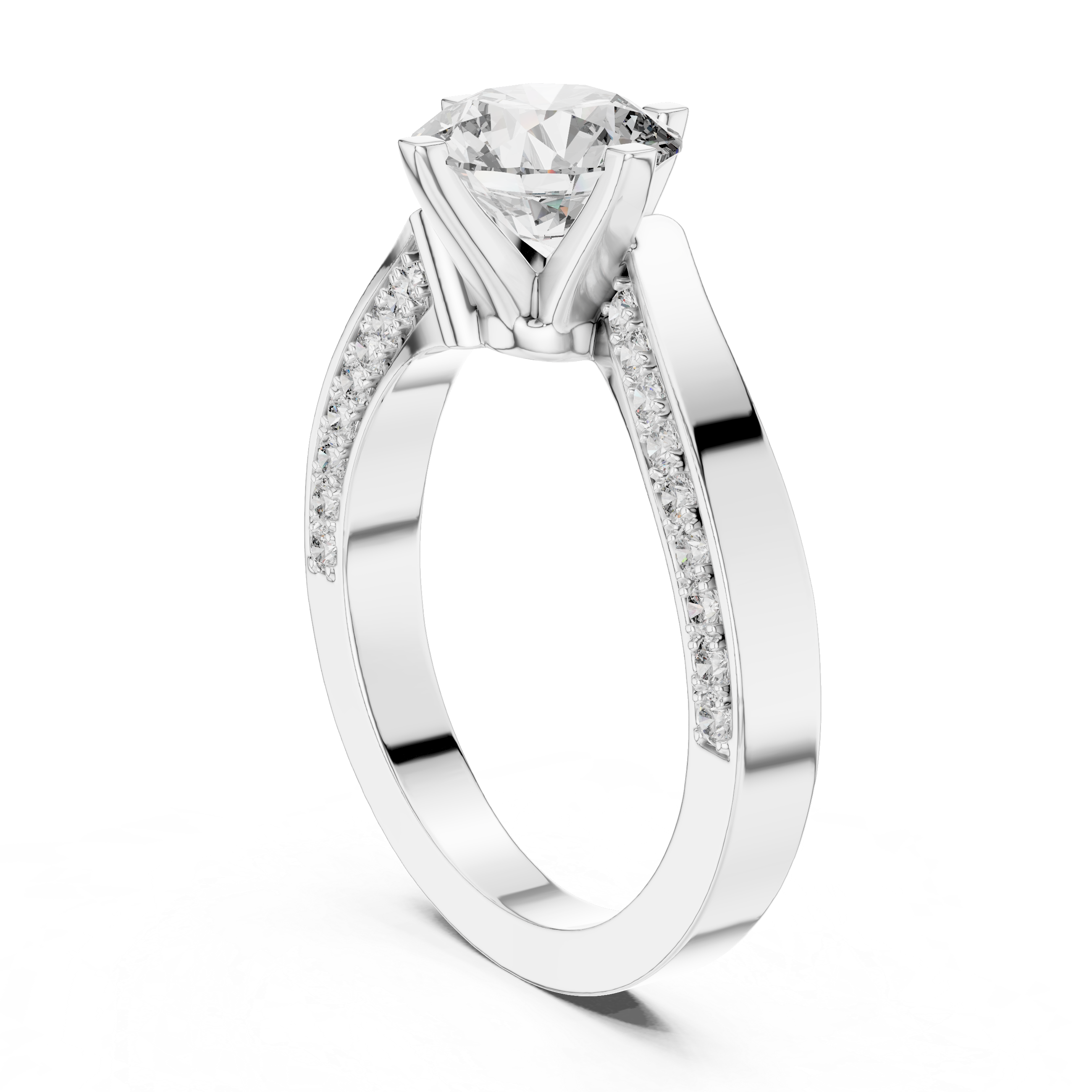 The Dinant Ring - Round Cut Twisted Pavé Engagement Ring
