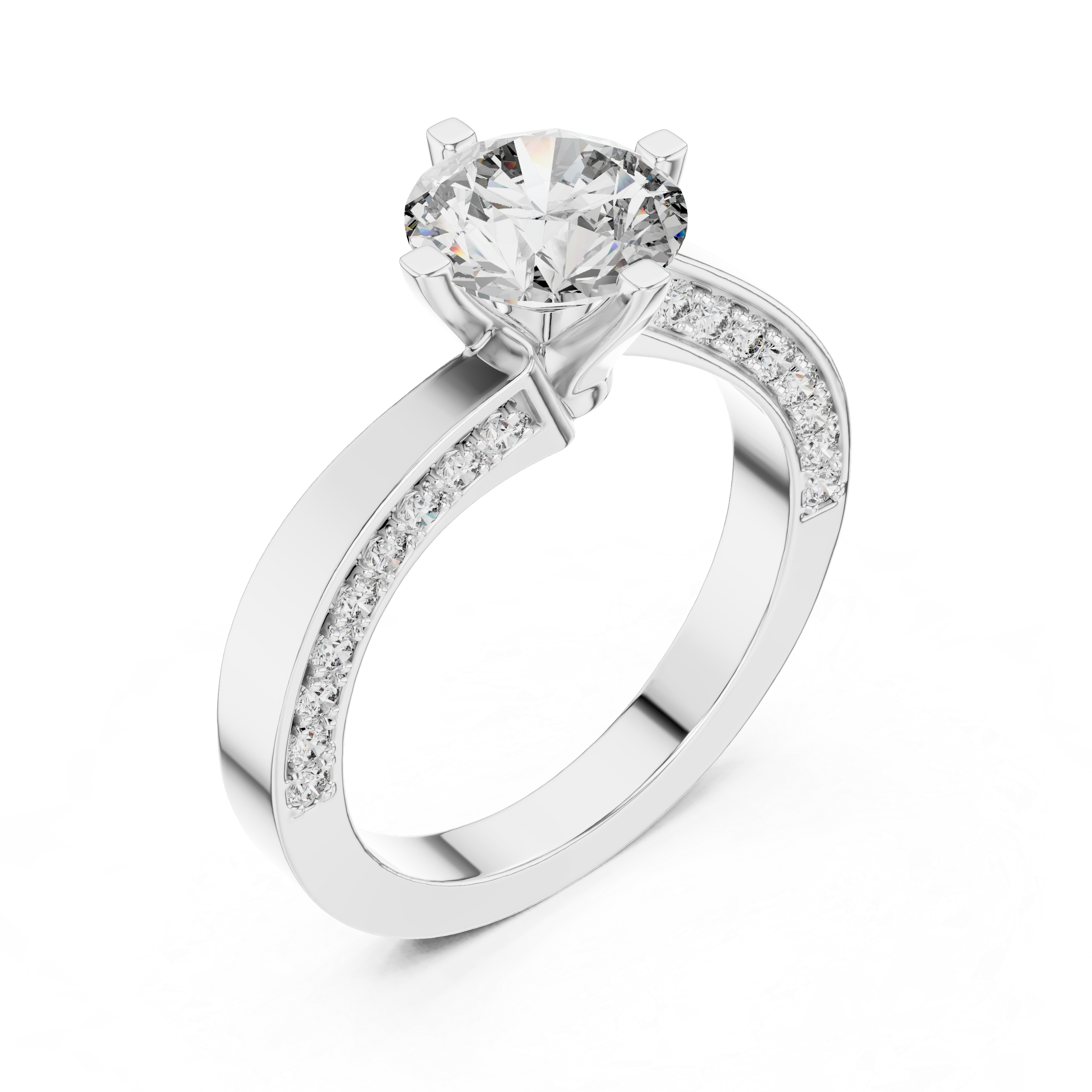The Dinant Ring - Round Cut Twisted Pavé Engagement Ring
