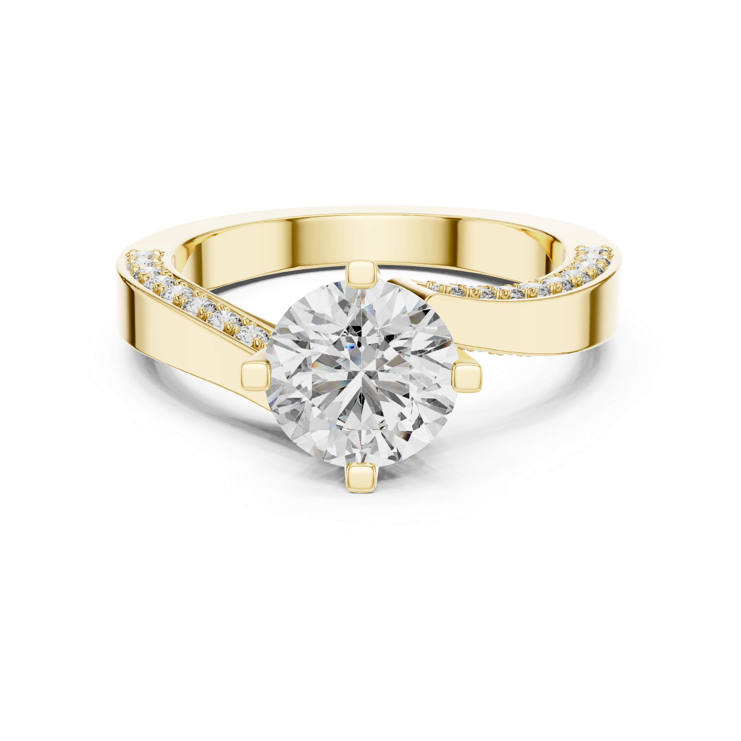 The Dinant Ring - Round Cut Twisted Pavé Engagement Ring