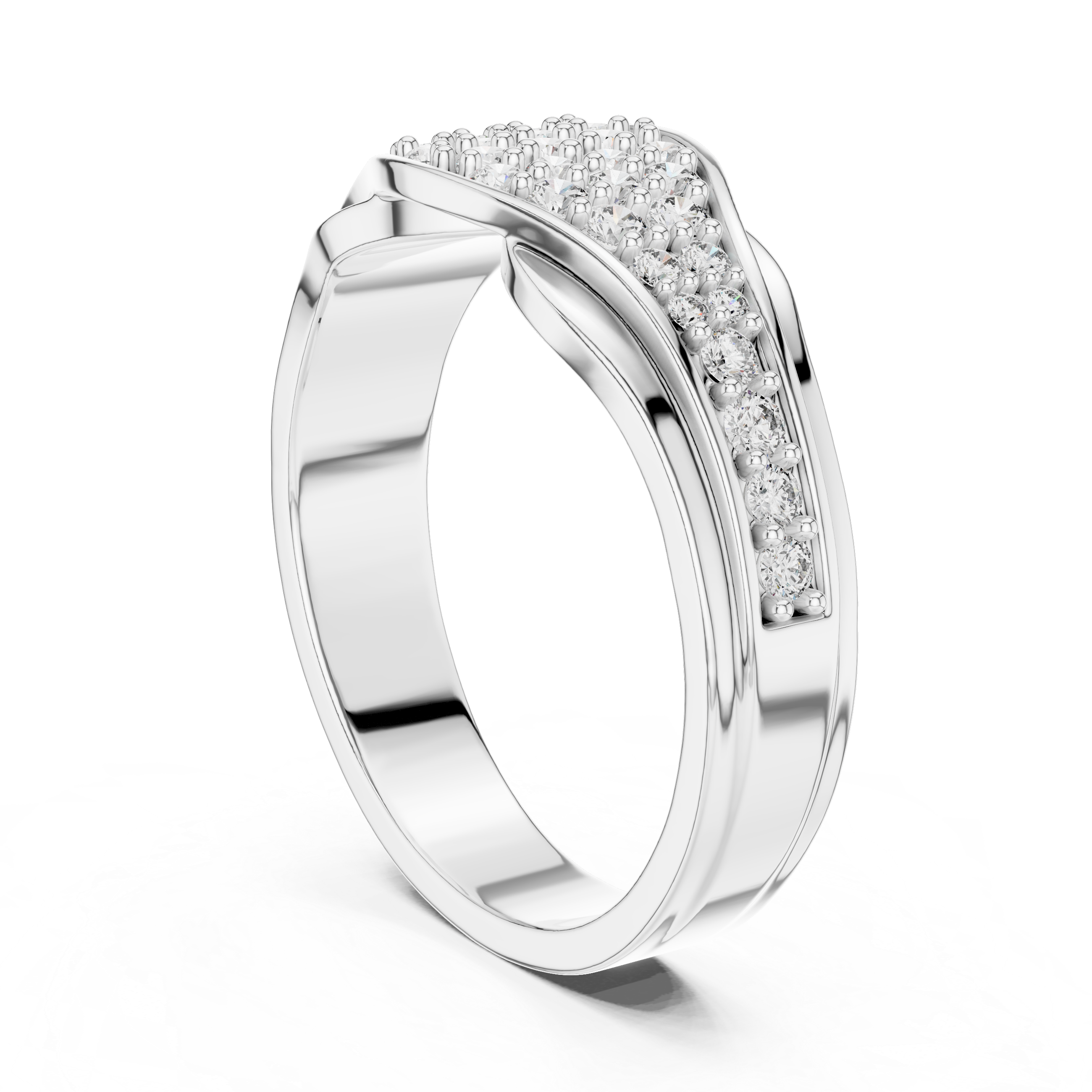 The Bornholm Ring - Wide Pavé Wave Statement Band