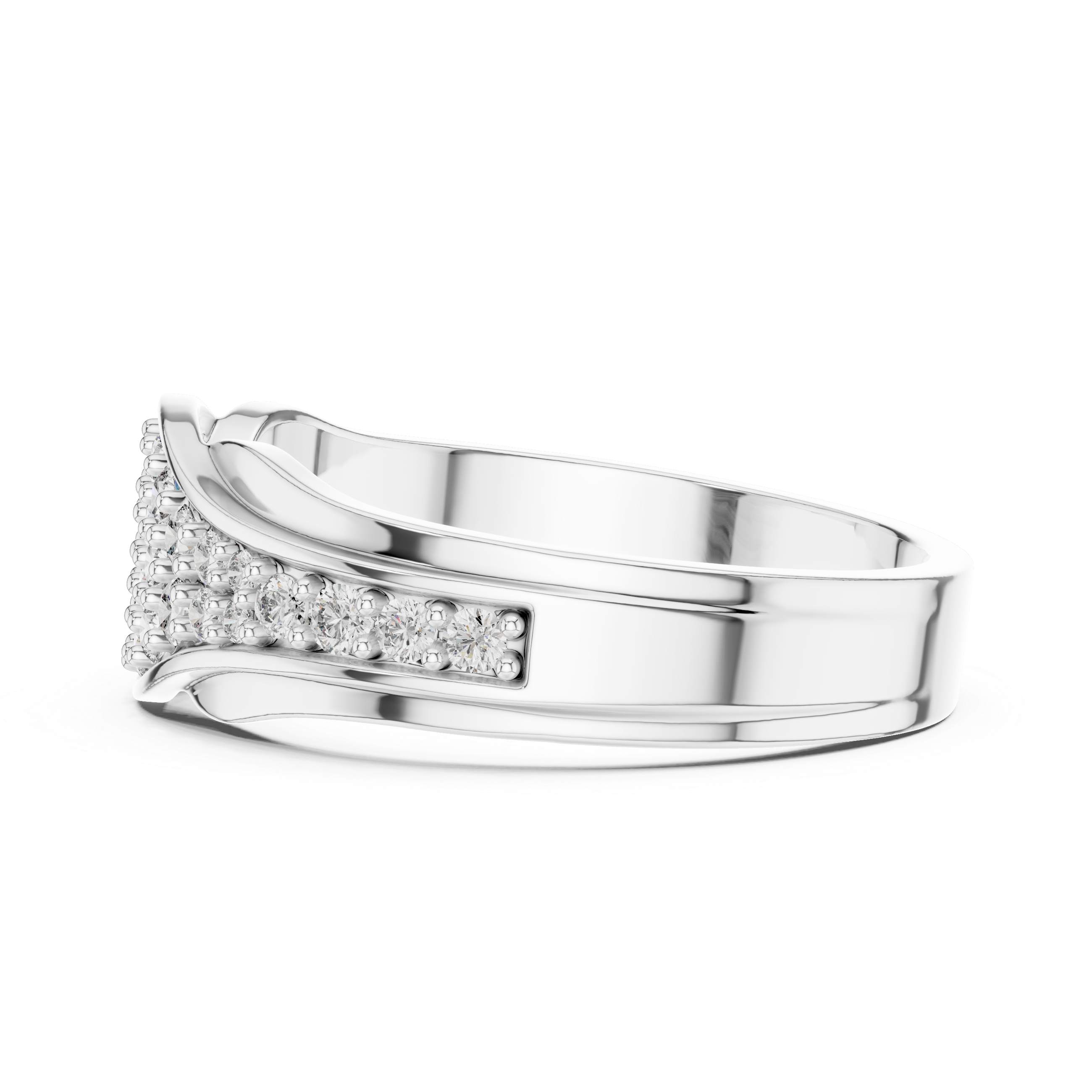 The Bornholm Ring - Wide Pavé Wave Statement Band