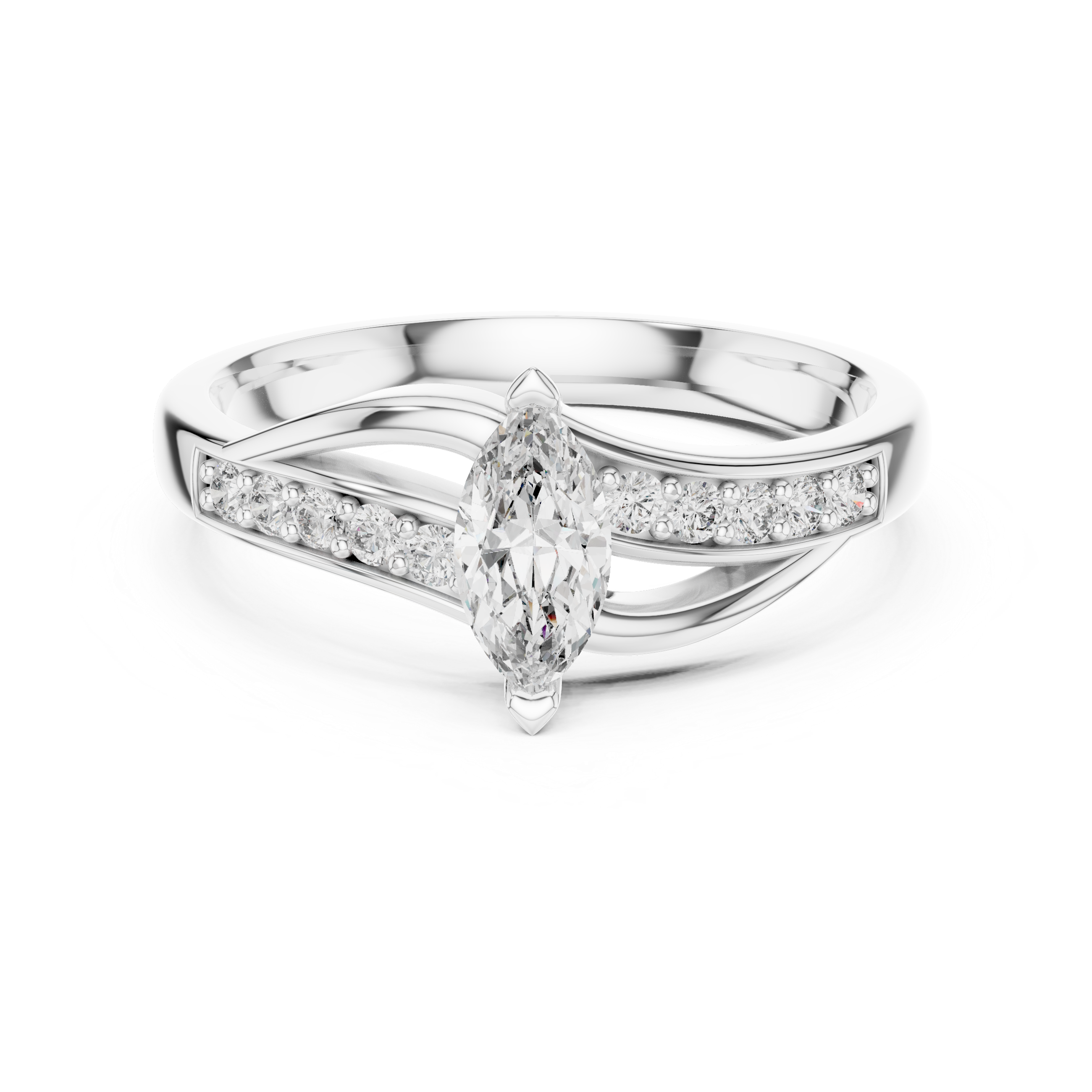 The Linkebeek Ring - Marquise Diamond Vine Engagement Ring