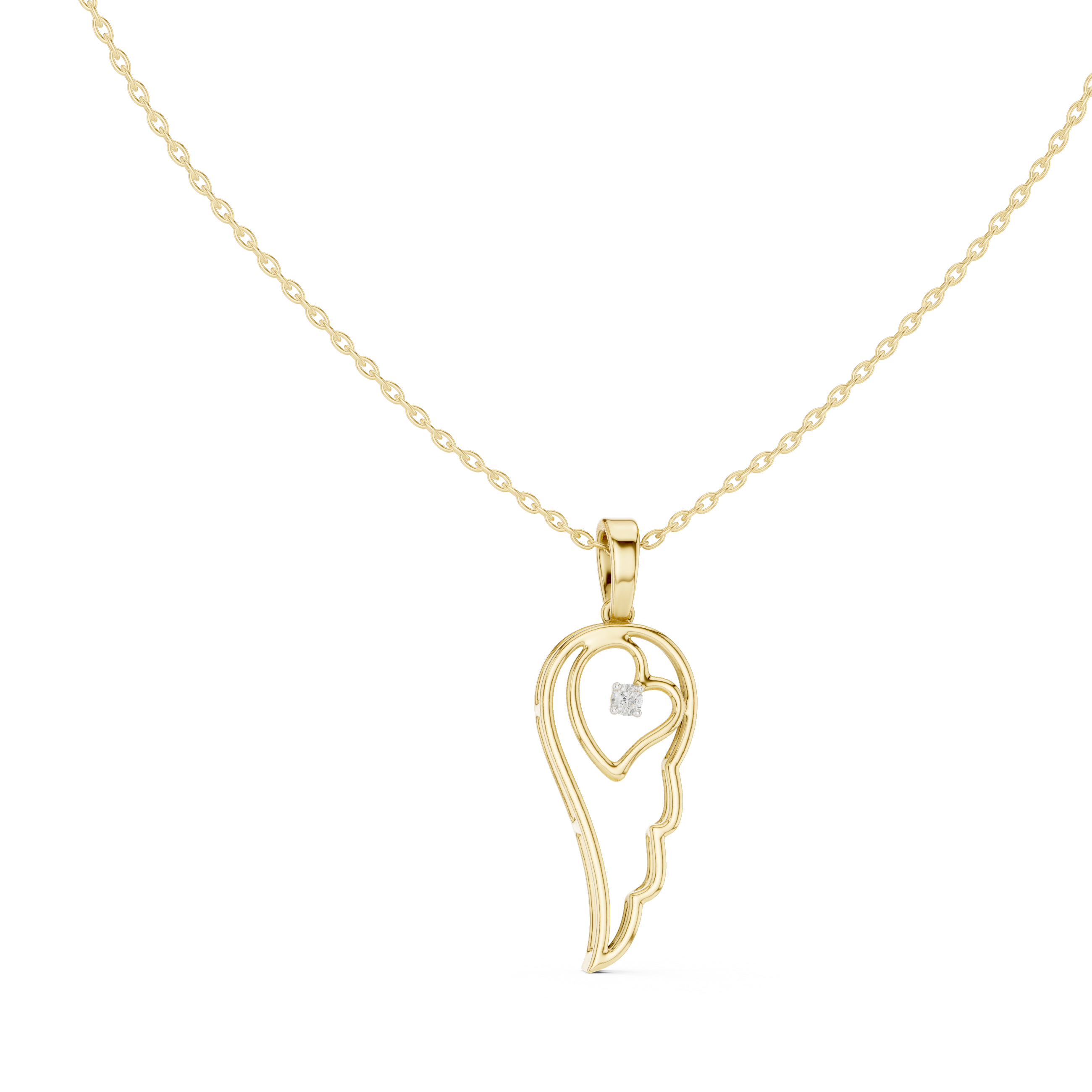 The Beernem Pendant - Sculptural Diamond Angel Wing Necklace