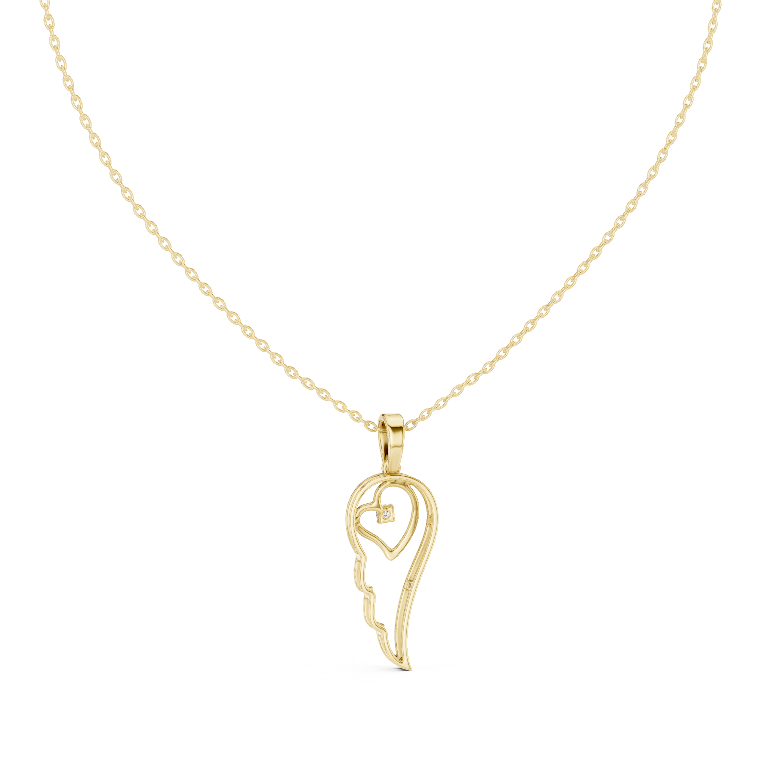 The Beernem Pendant - Sculptural Diamond Angel Wing Necklace