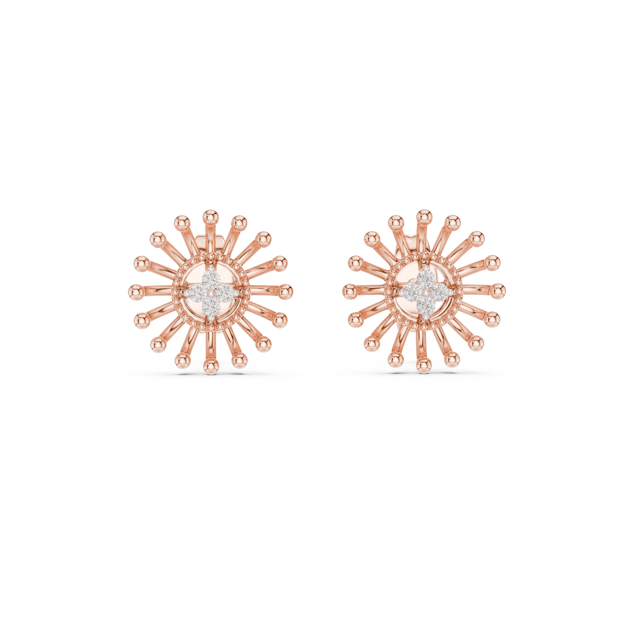 The Westport Earrings - Diamond Floral Sunburst Studs