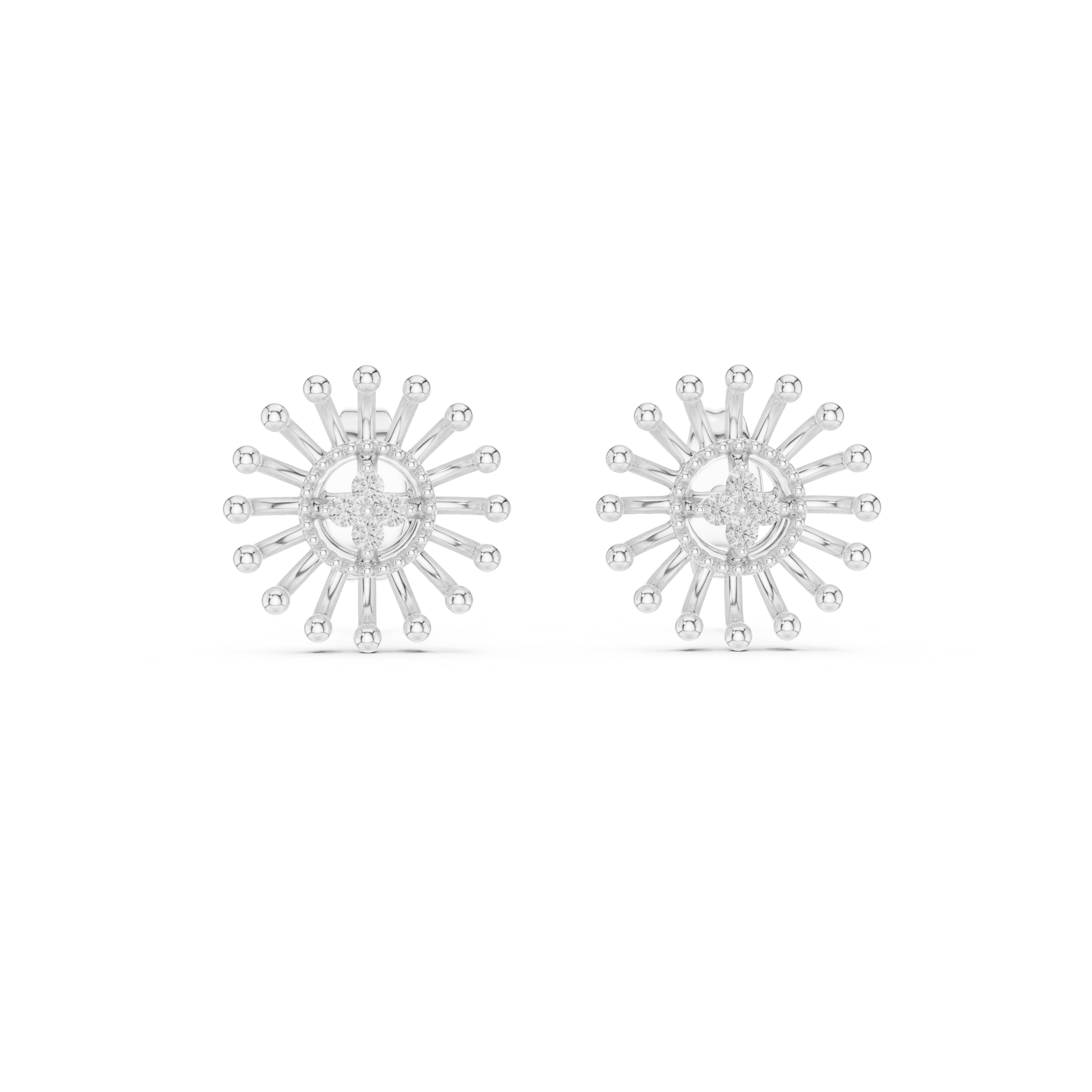 The Westport Earrings - Diamond Floral Sunburst Studs