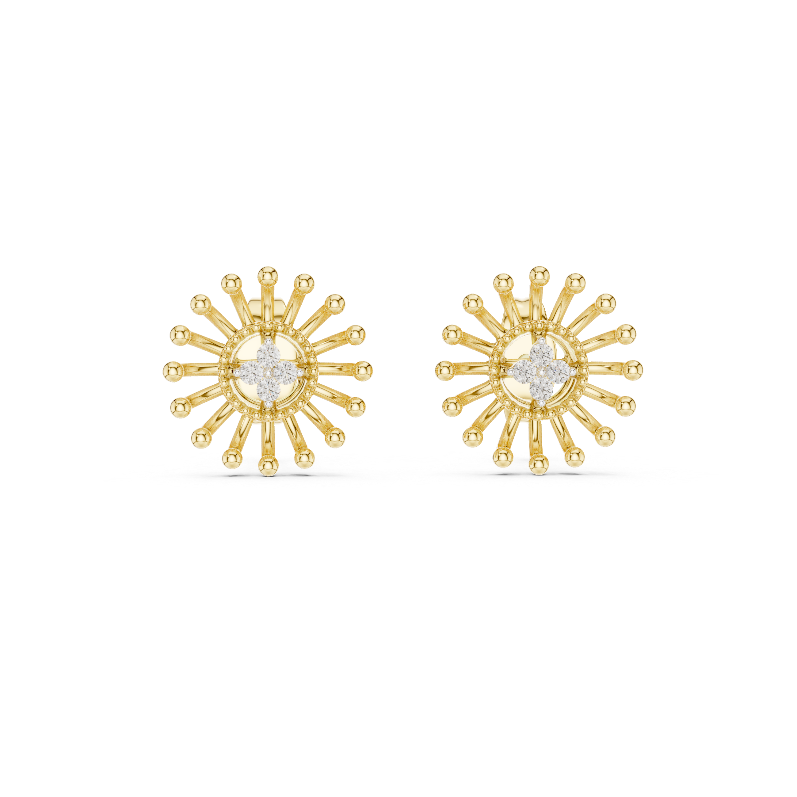 The Westport Earrings - Diamond Floral Sunburst Studs