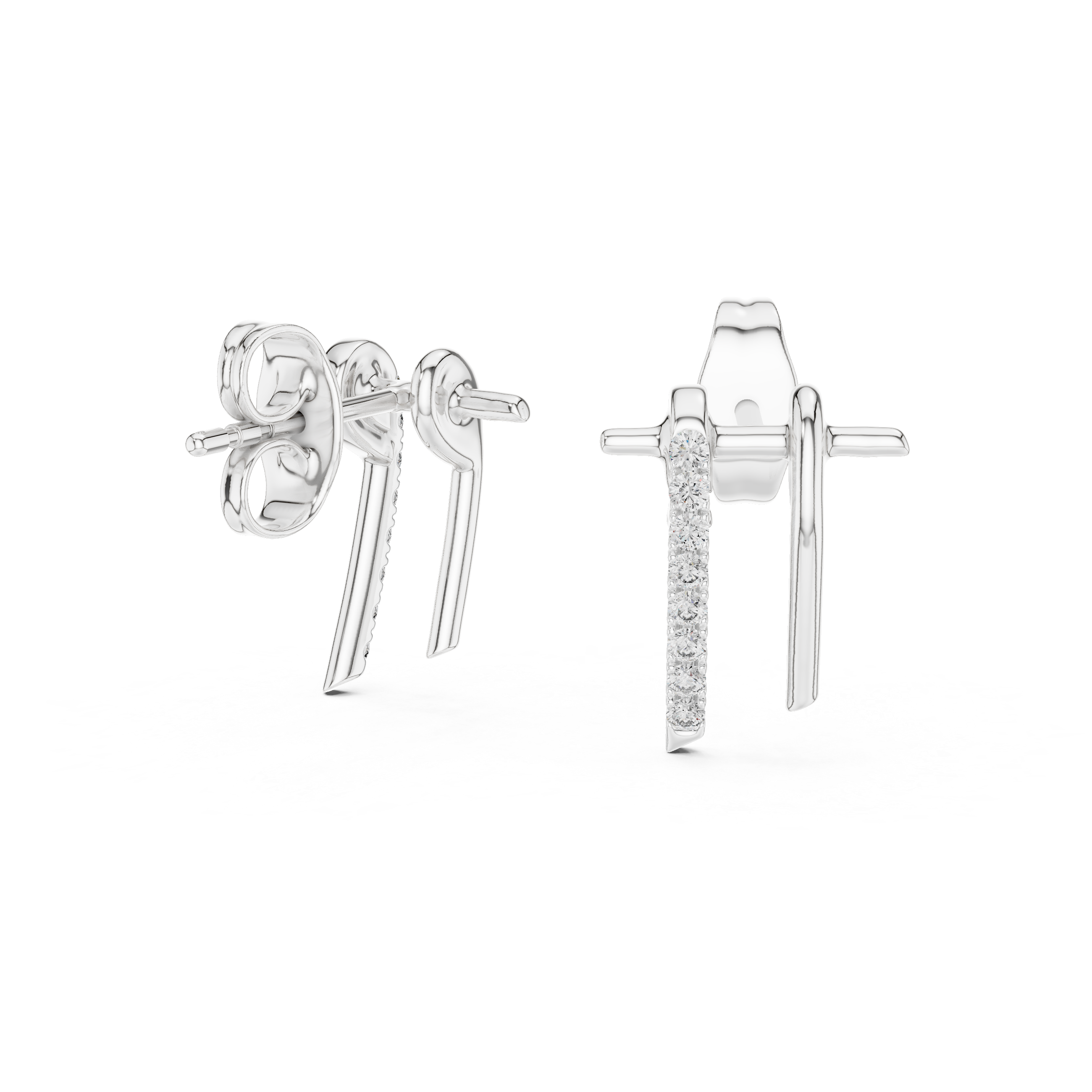 The Trysil Earrings - Diamond Pave J-Hoop Studs