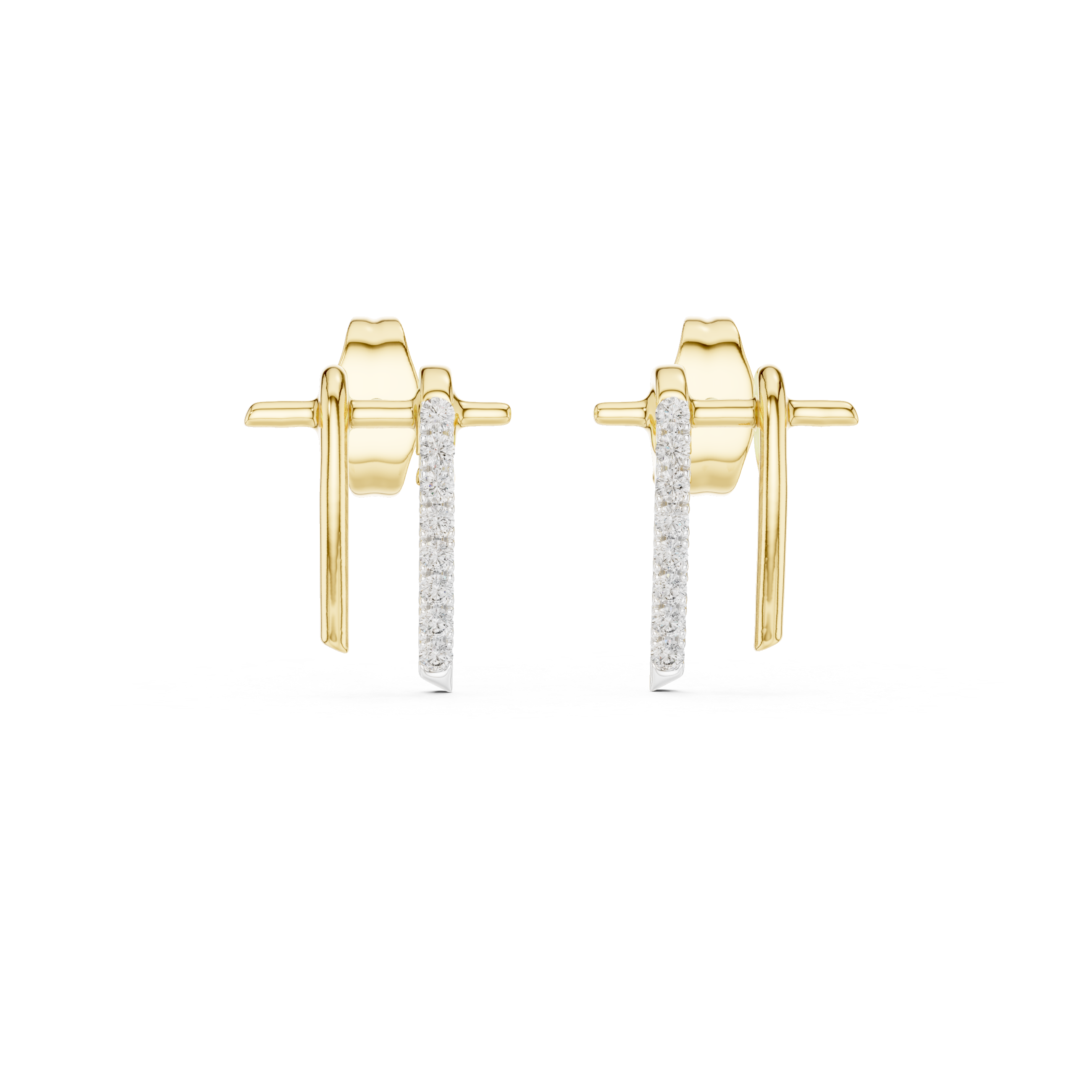 The Trysil Earrings - Diamond Pave J-Hoop Studs