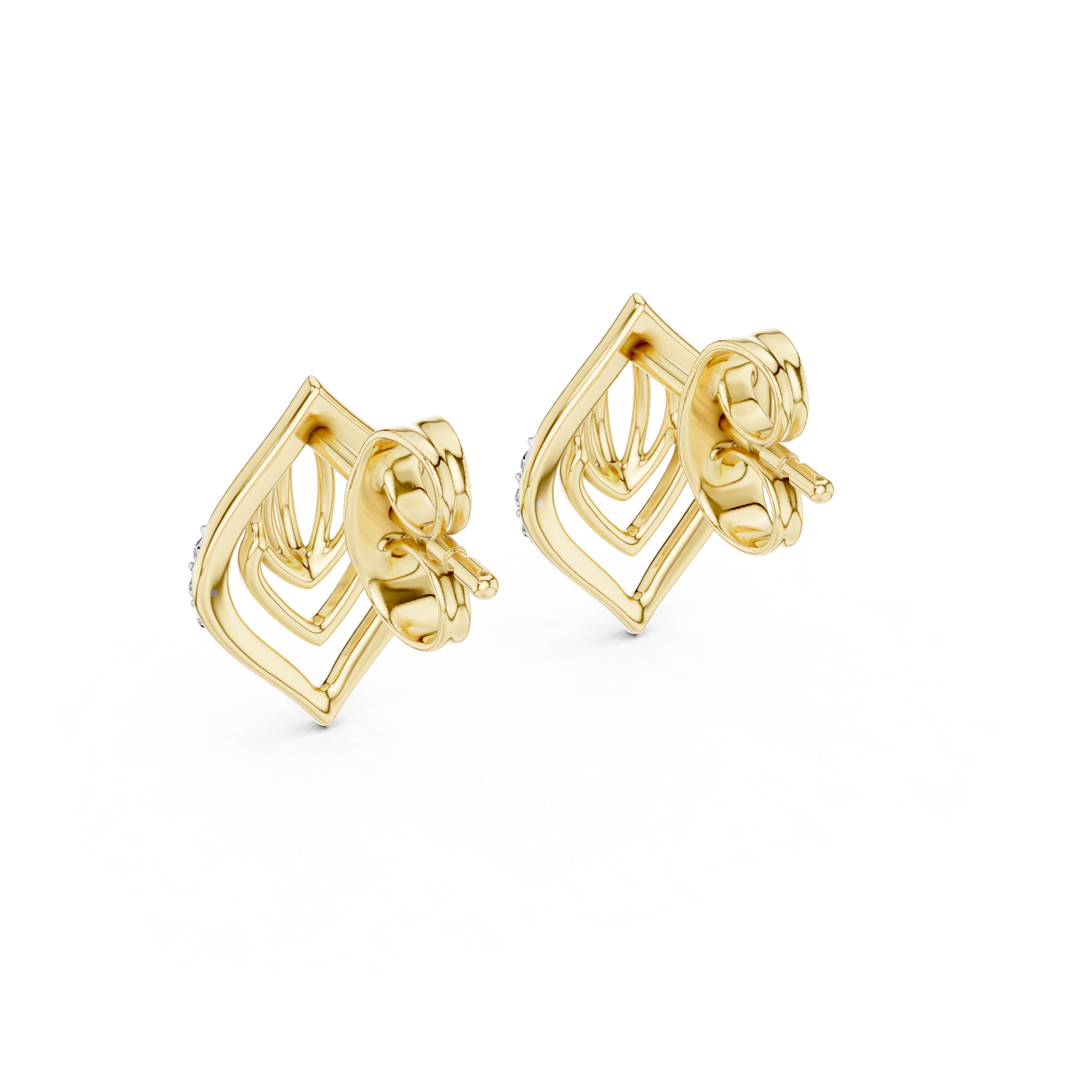 The Asker Earrings - Sculptural Diamond Leaf Studs
