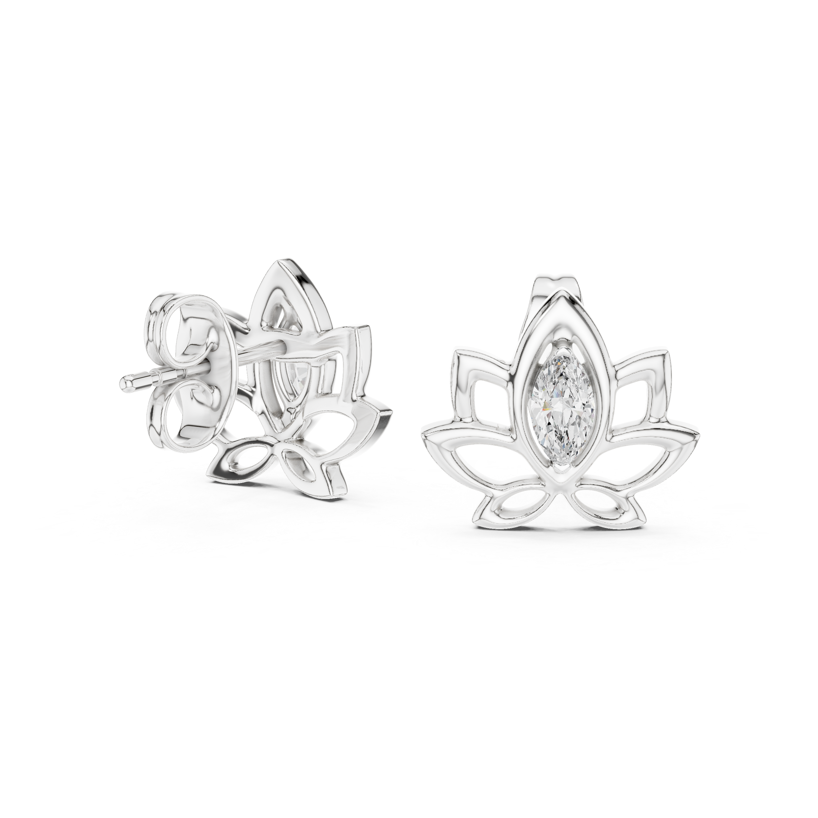 The Capellen Earrings - Marquise Lotus Flower Studs