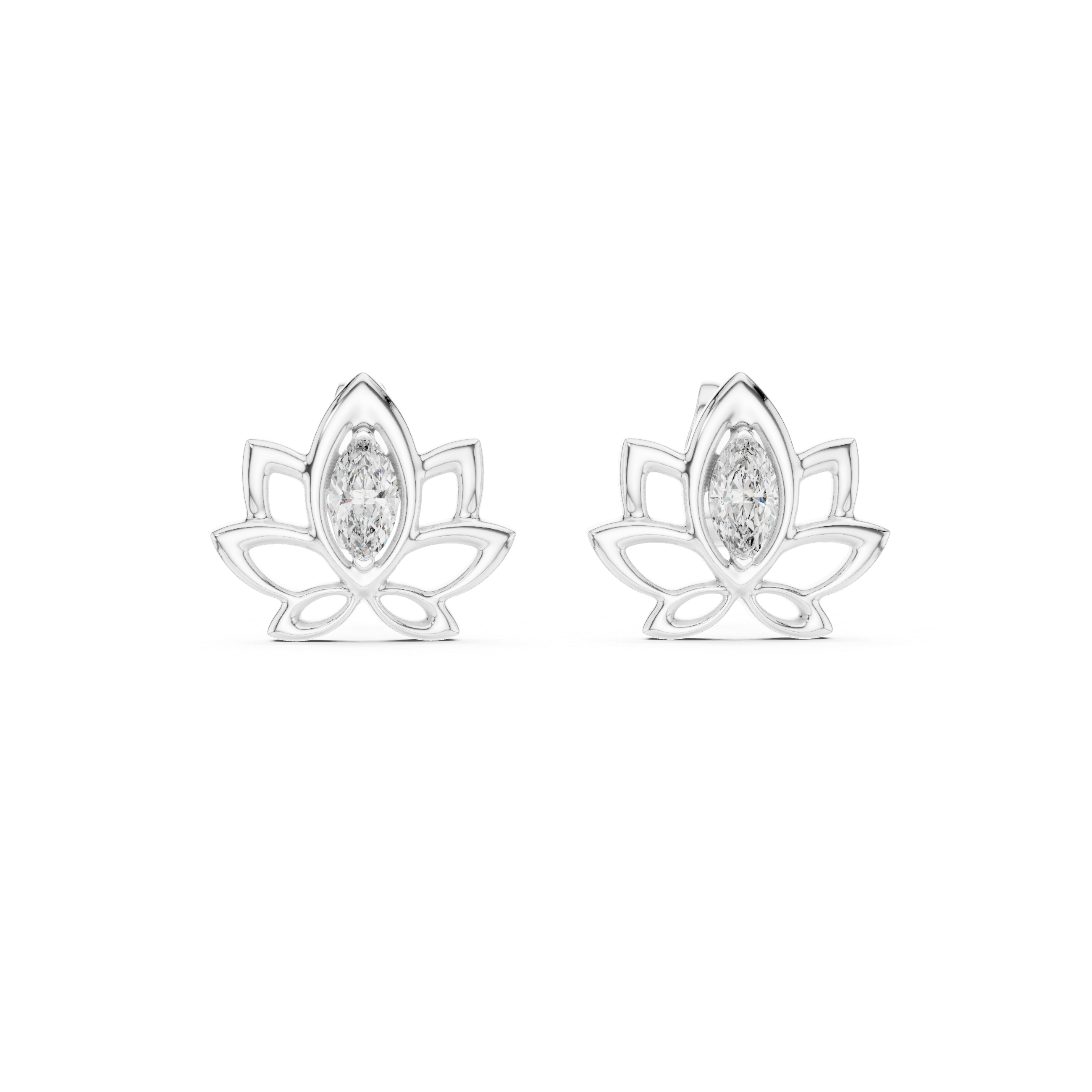 The Capellen Earrings - Marquise Lotus Flower Studs
