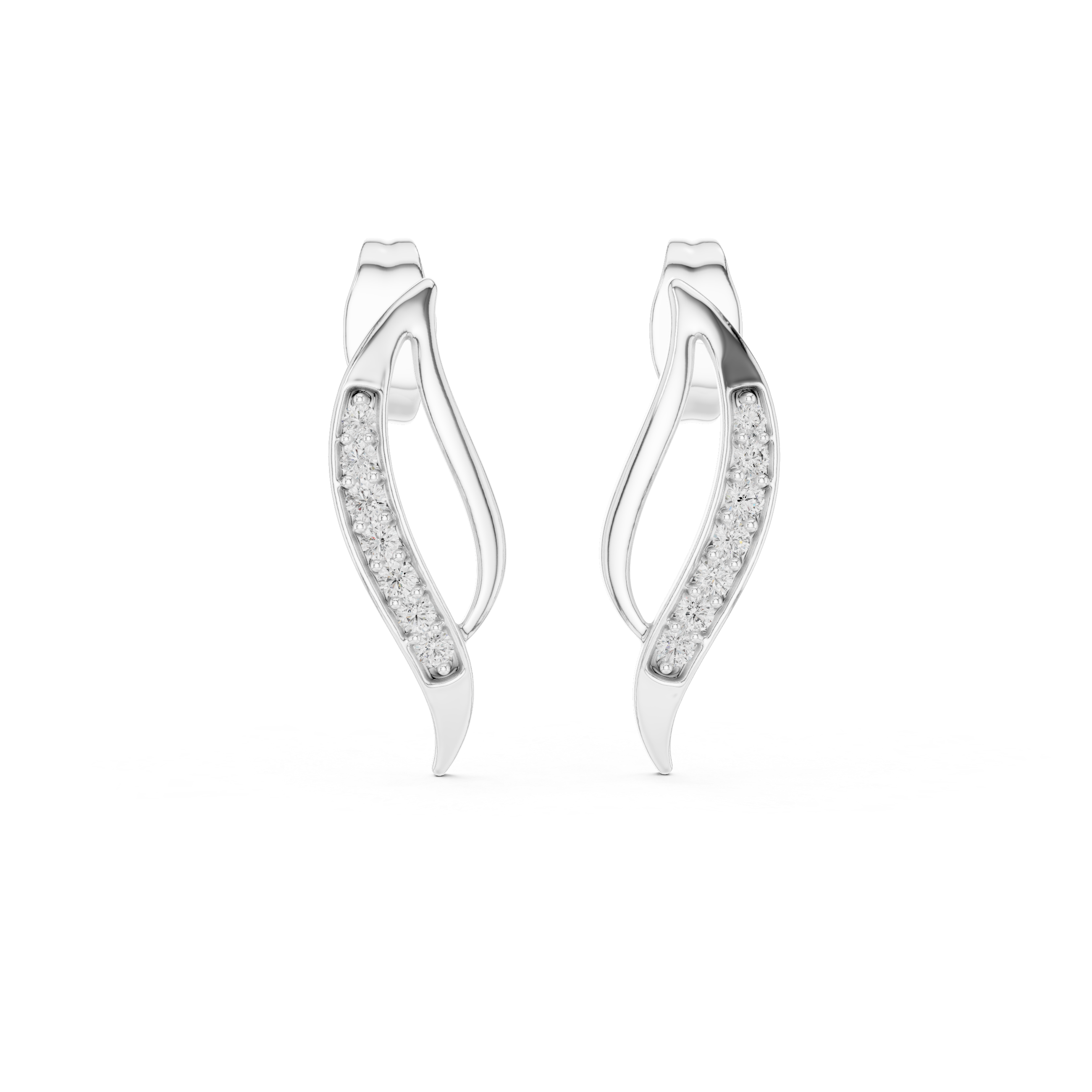 The Niederanven Earrings - Diamond Sculptural Wave Studs