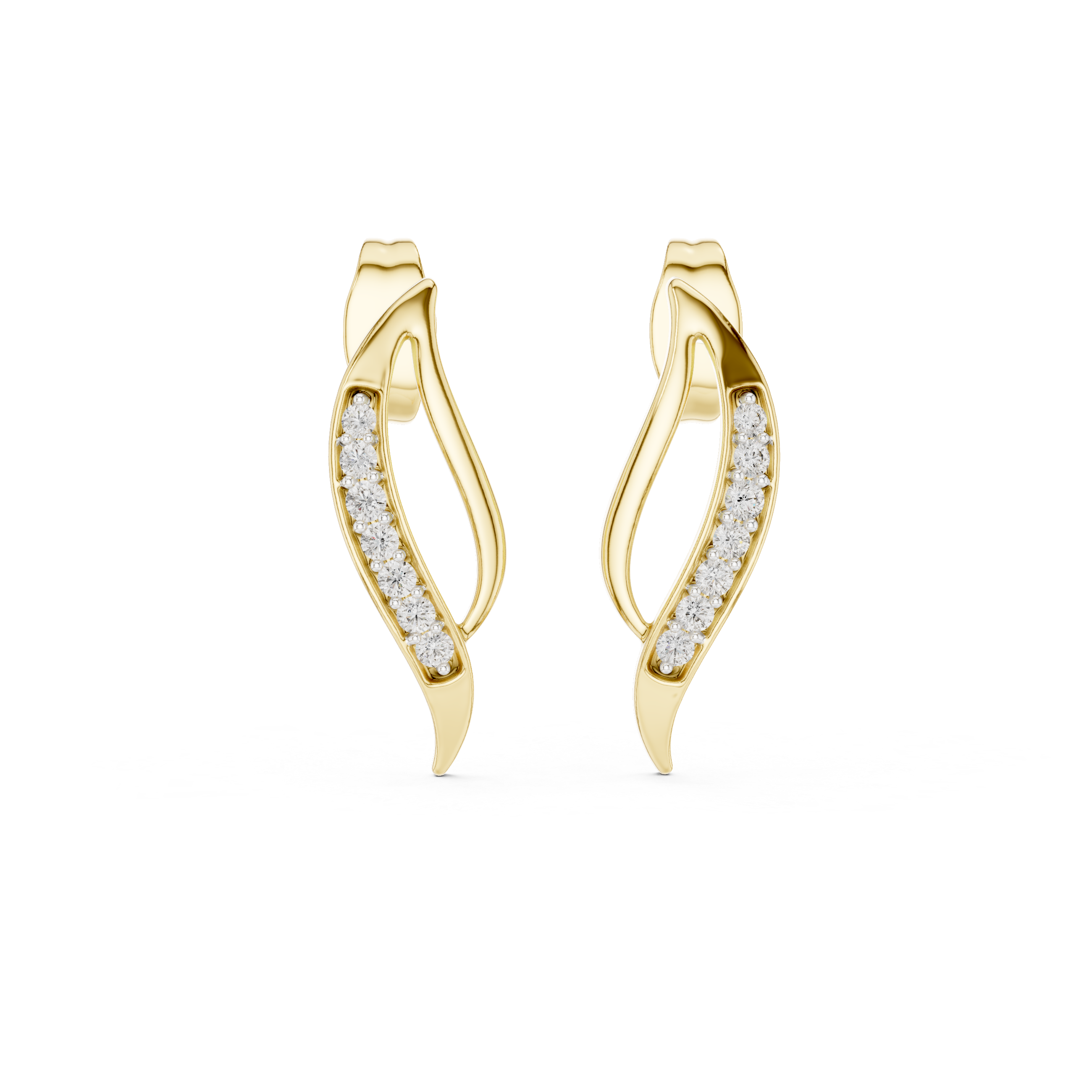 The Niederanven Earrings - Diamond Sculptural Wave Studs