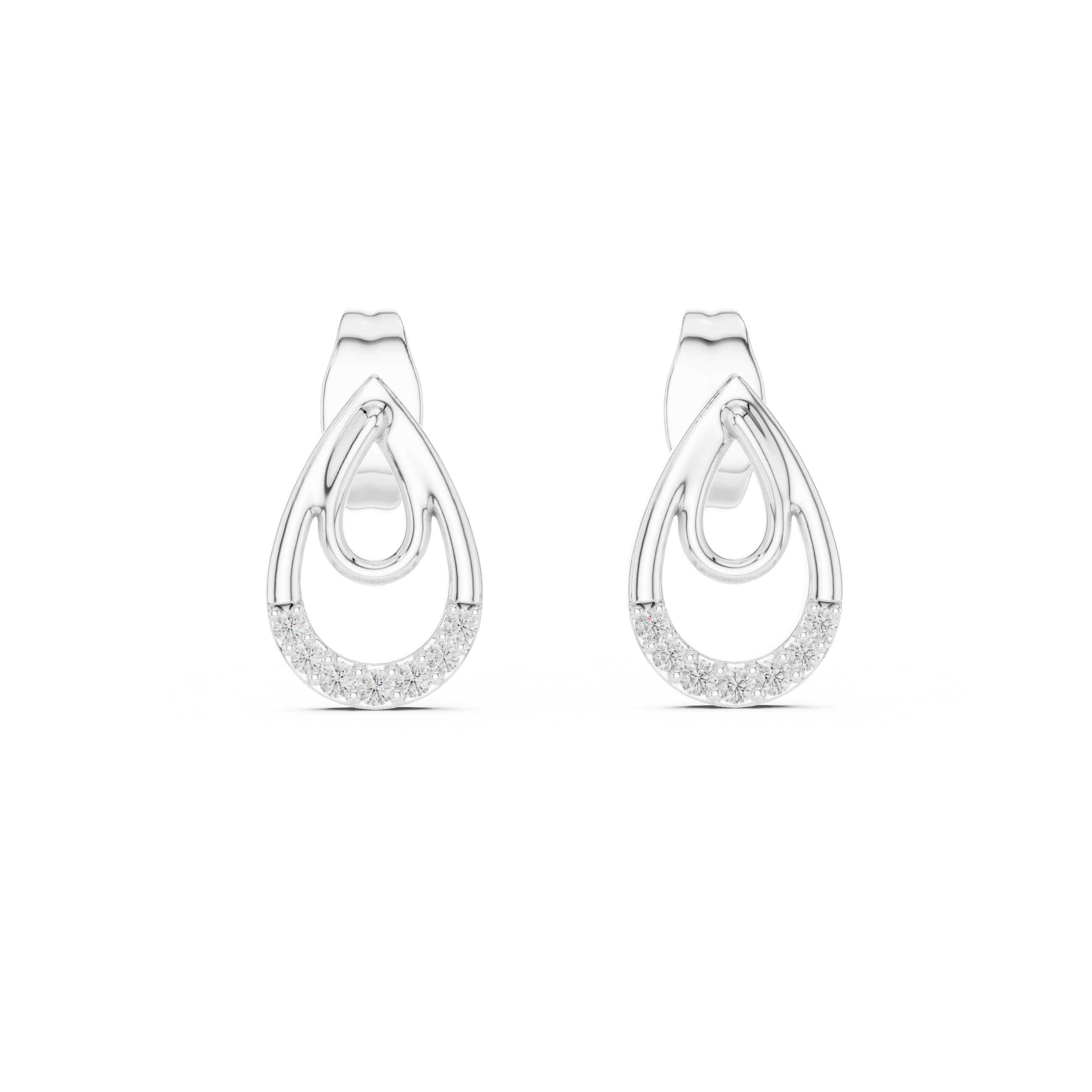 The Bertrange Earrings - Diamond Open Teardrop Studs