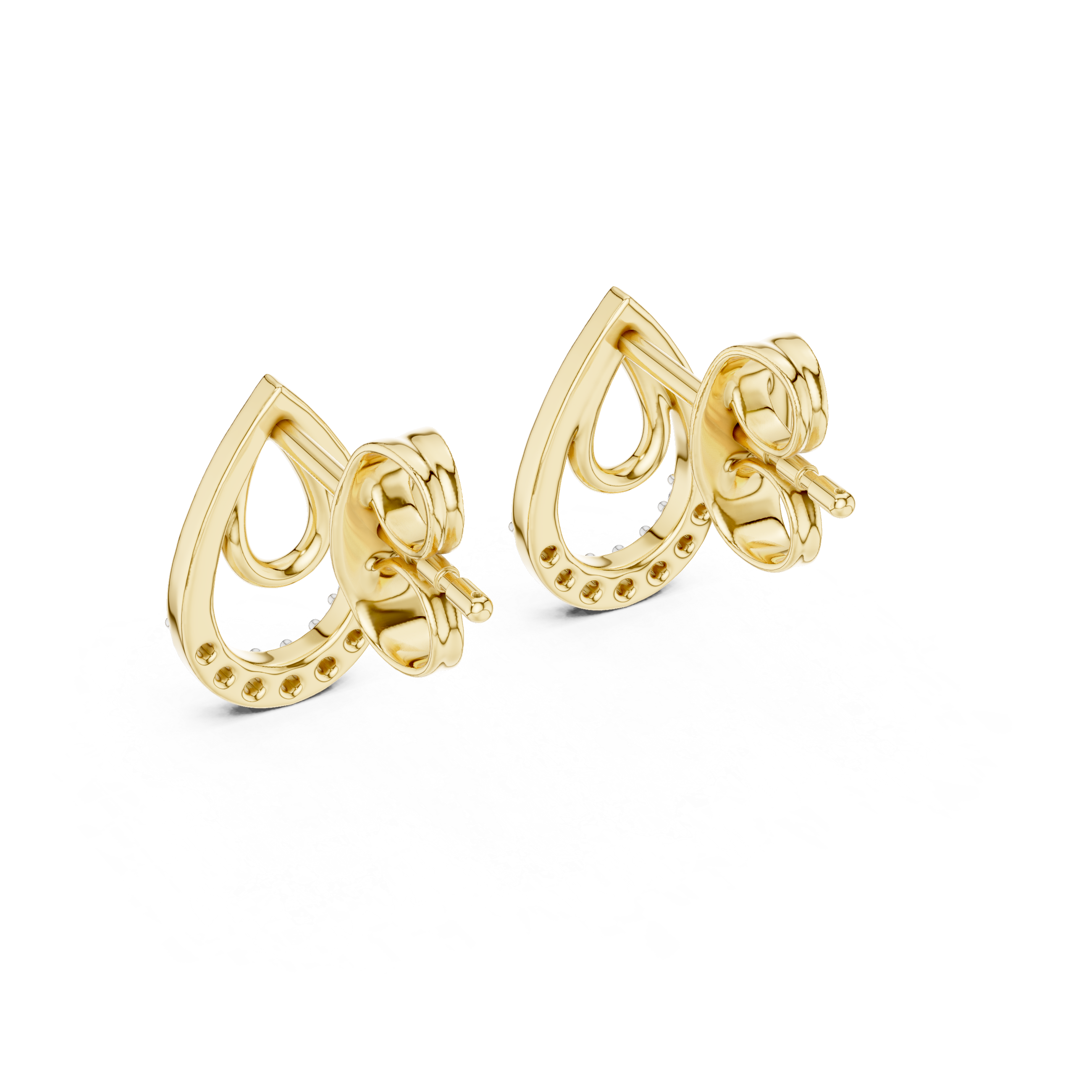 The Bertrange Earrings - Diamond Open Teardrop Studs