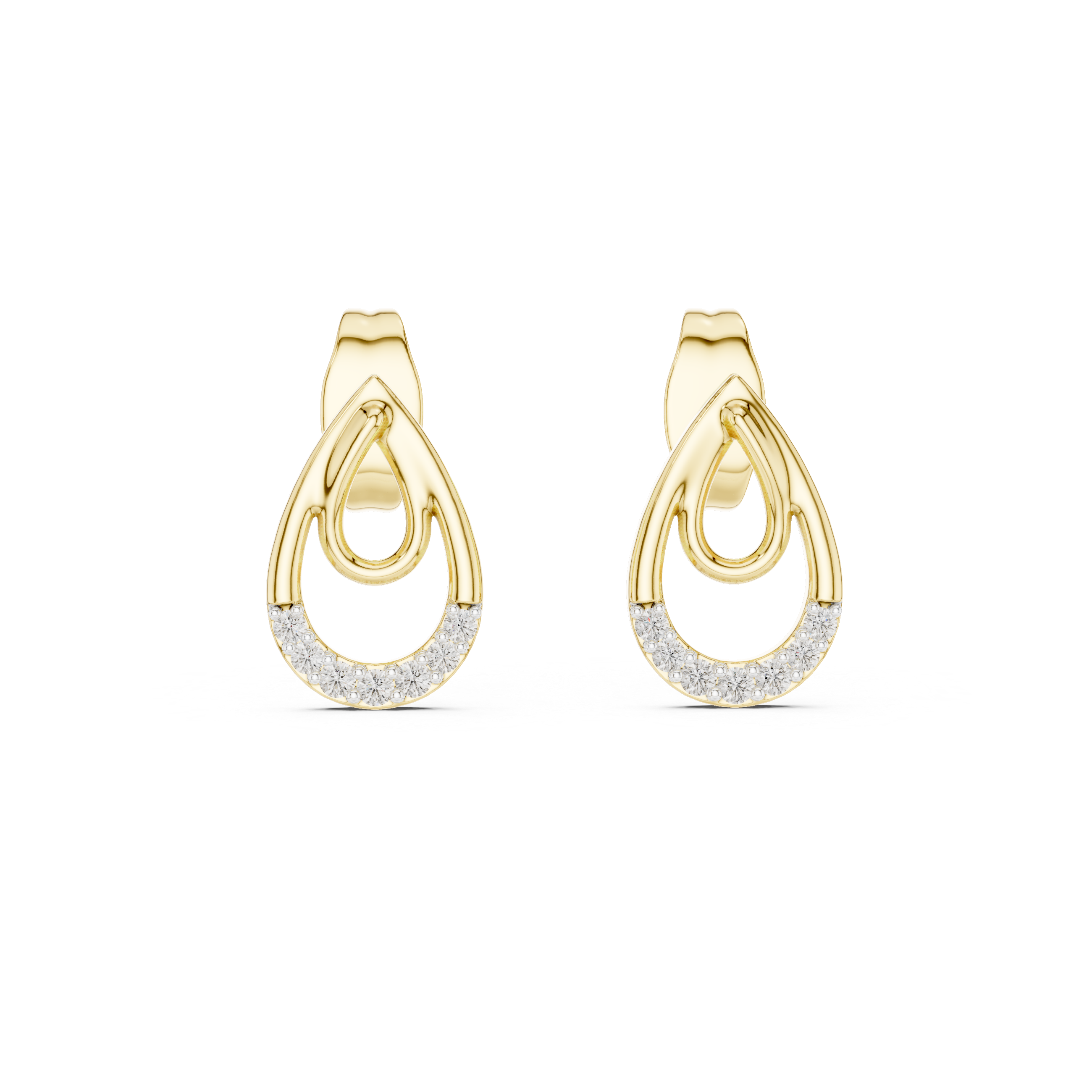 The Bertrange Earrings - Diamond Open Teardrop Studs