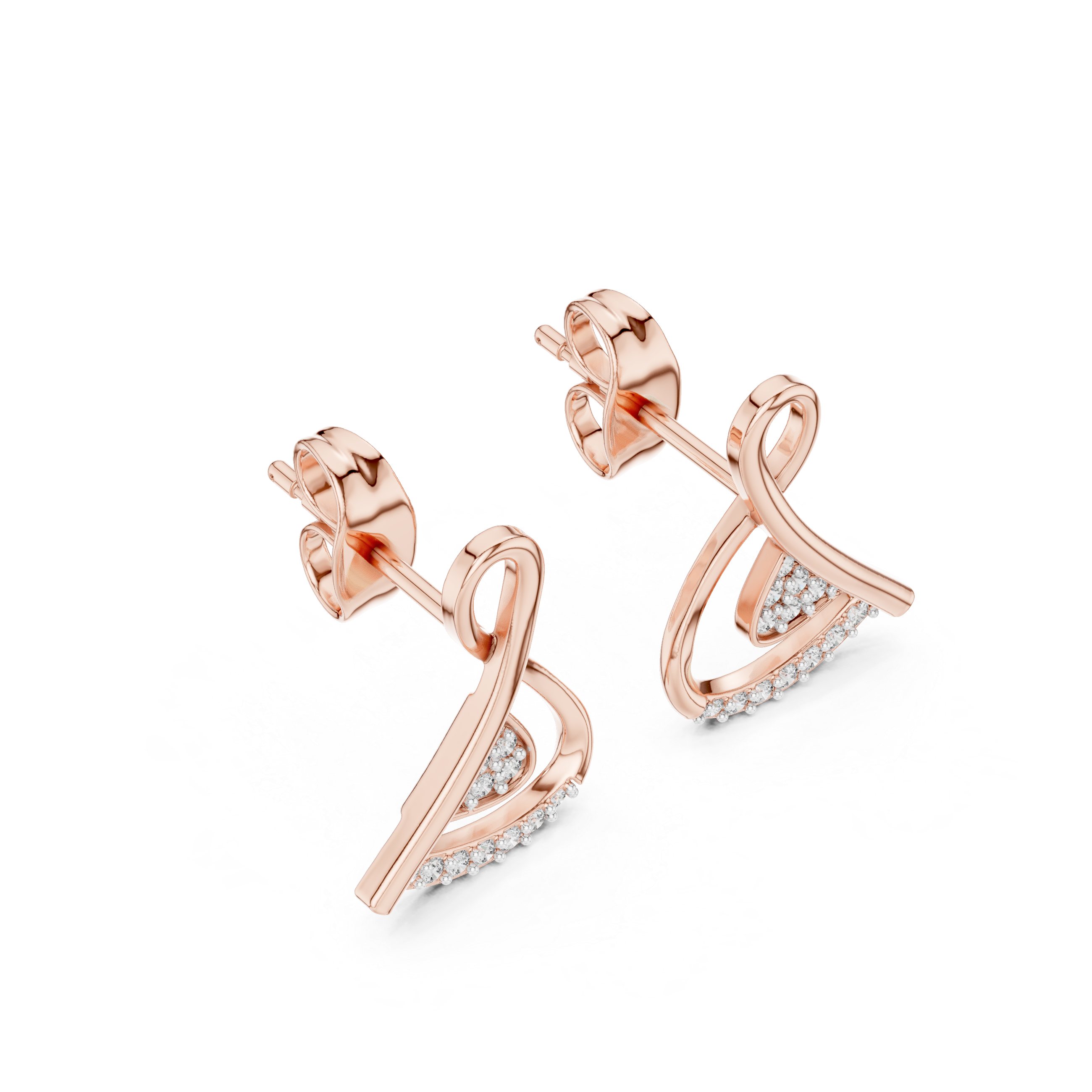 The Valbonne Earrings - Twisted Ribbon Diamond Studs