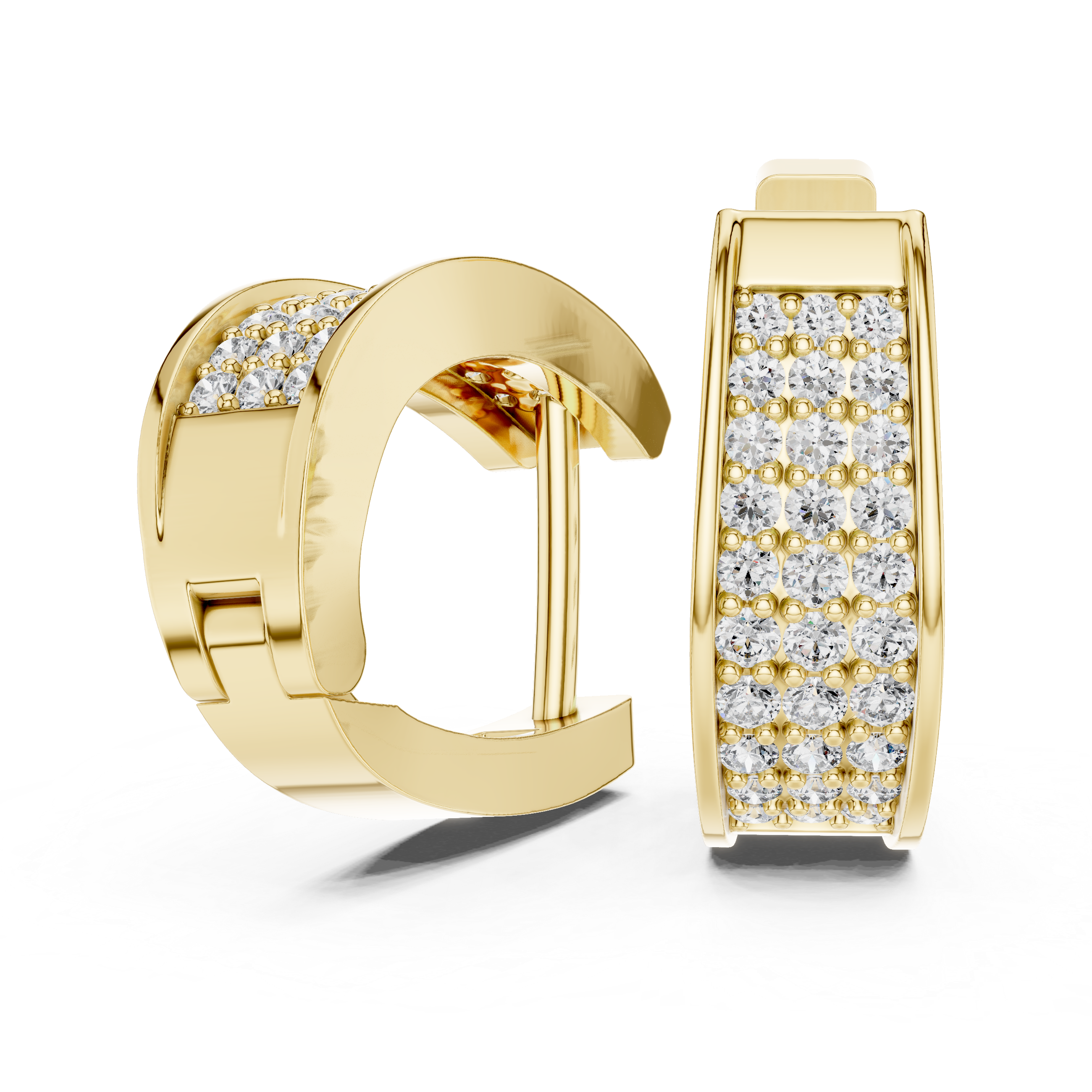 The Bolzano Earrings – Wide Multi-Row Pavé Diamond Huggie Hoops