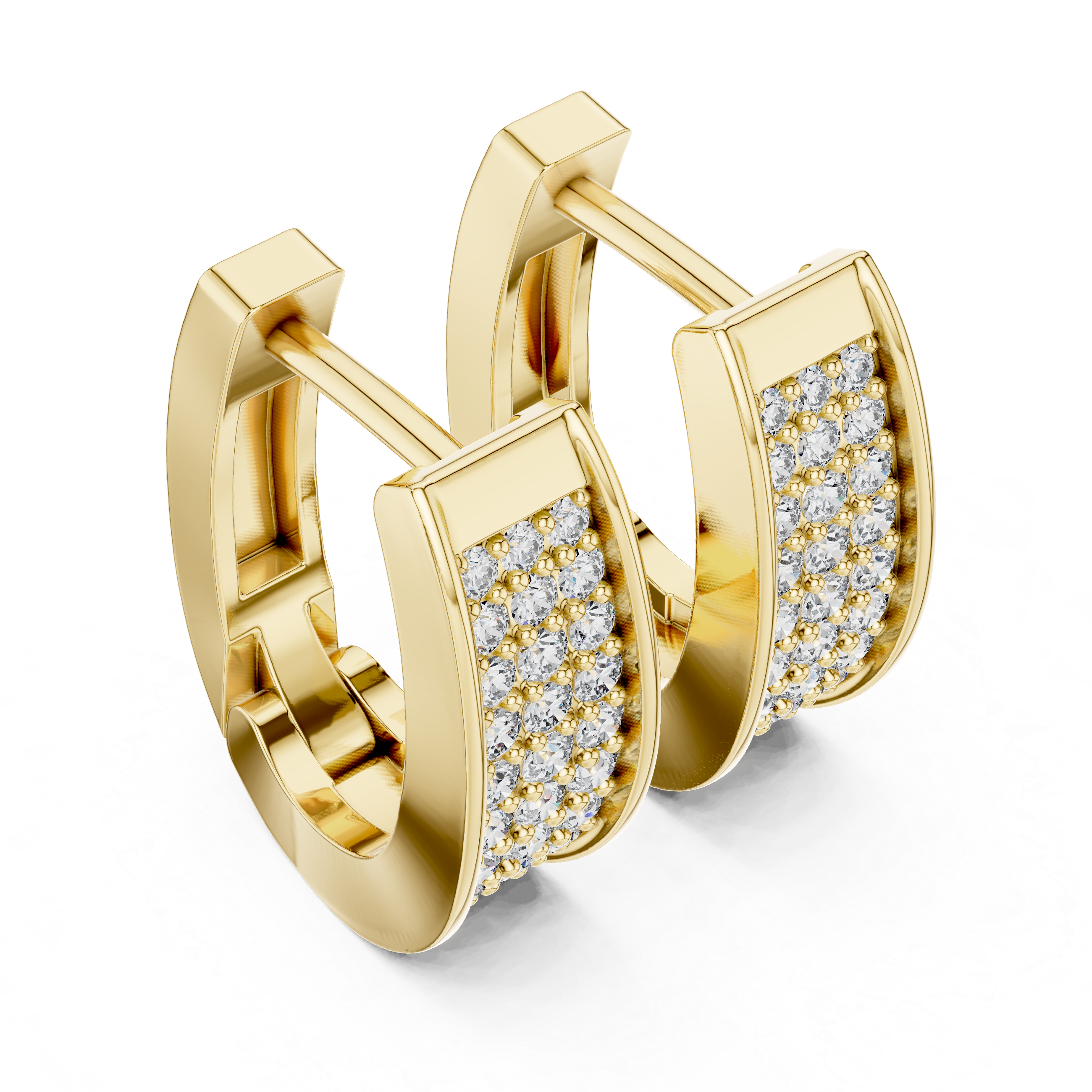The Bolzano Earrings – Wide Multi-Row Pavé Diamond Huggie Hoops