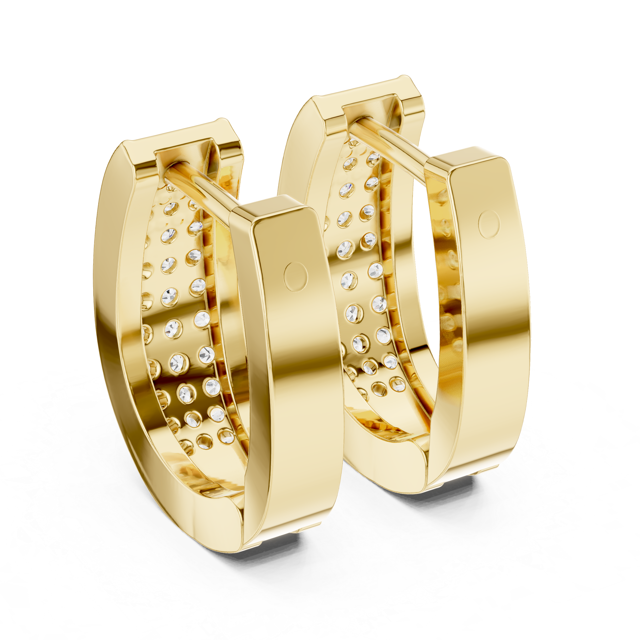 The Bolzano Earrings – Wide Multi-Row Pavé Diamond Huggie Hoops