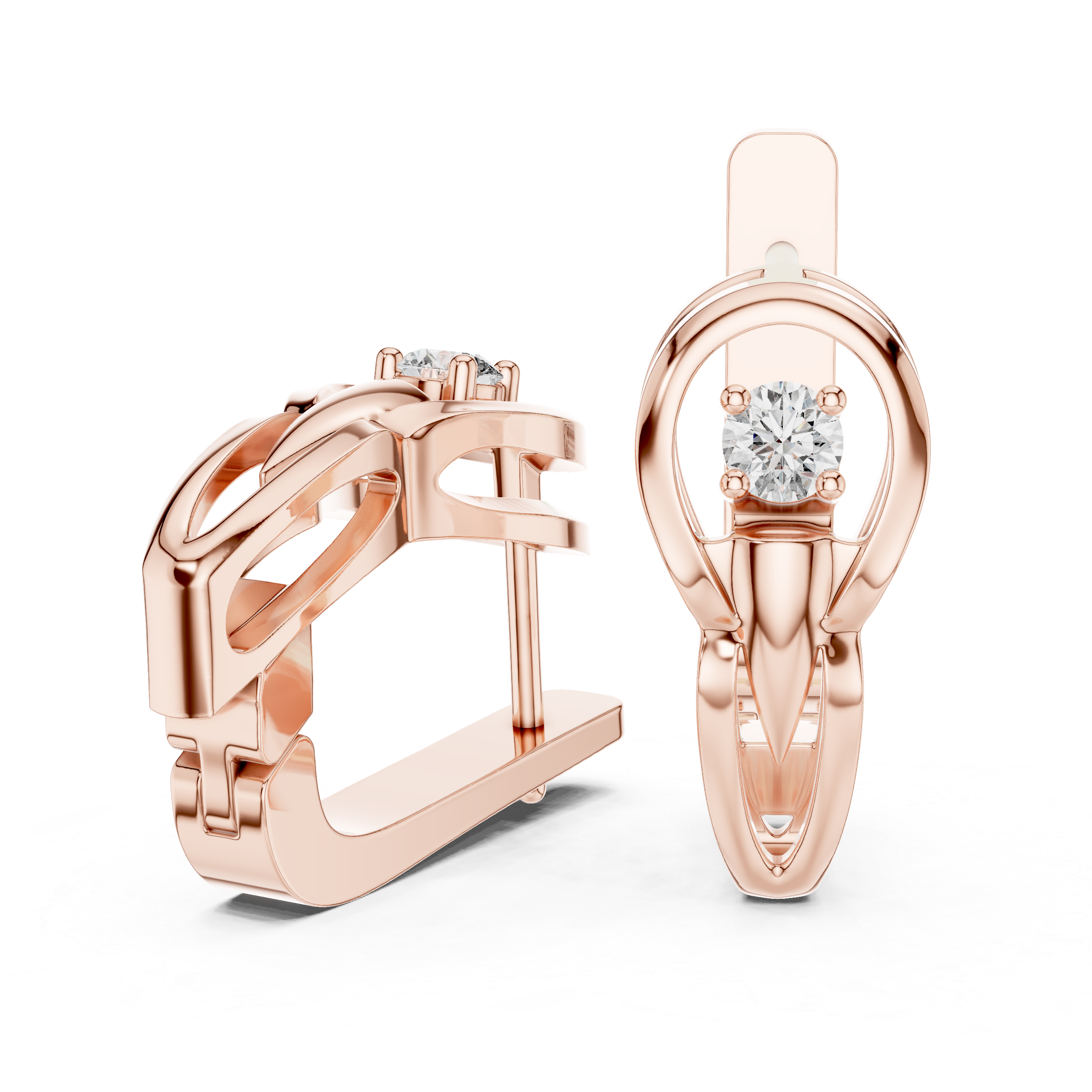 The Merano Earrings – Solitaire Diamond Split-Hoop Earrings