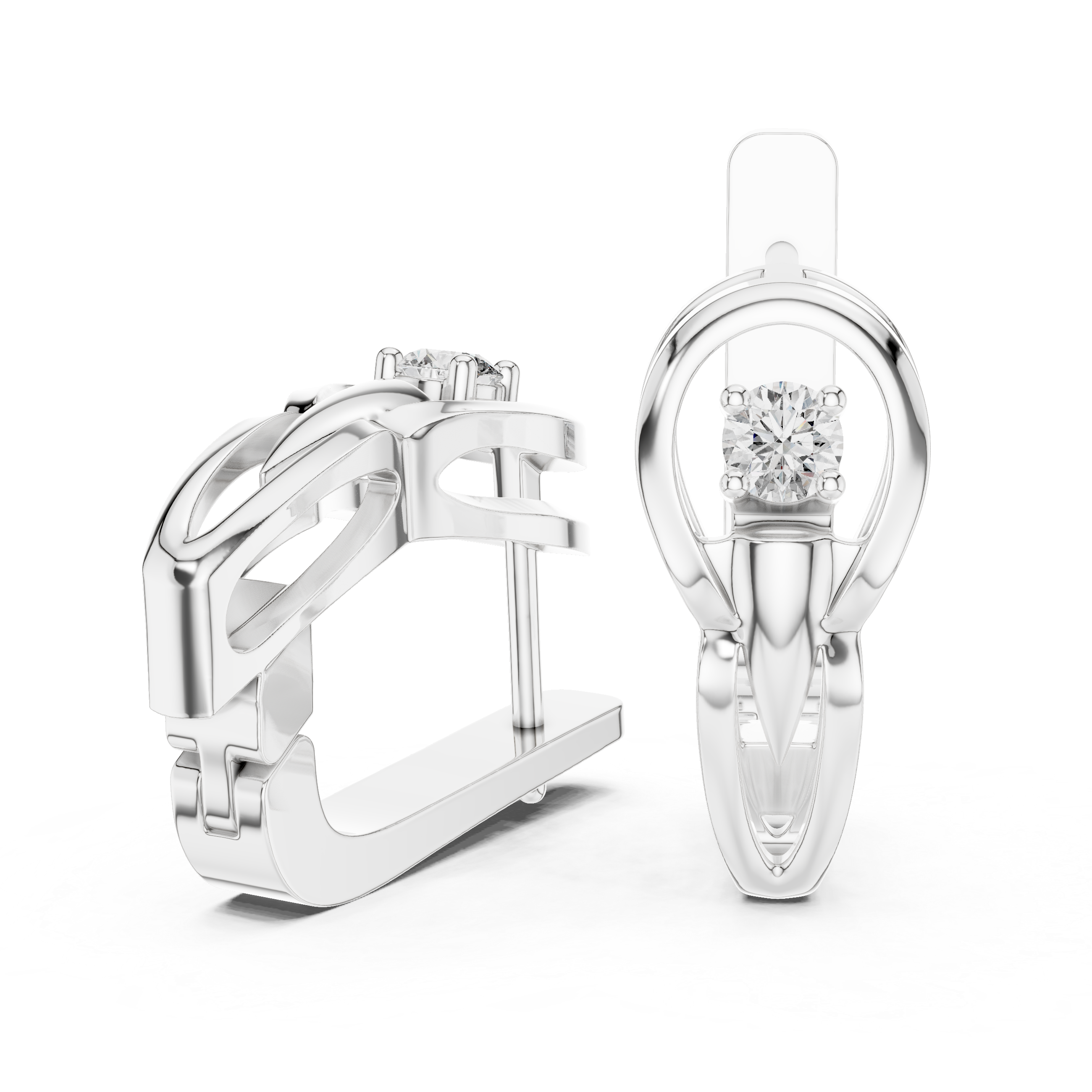 The Merano Earrings – Solitaire Diamond Split-Hoop Earrings